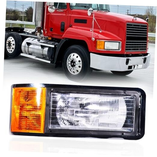 headlights for Mack,Replacement Headlamp with turn Signal Bulb Compatible Right