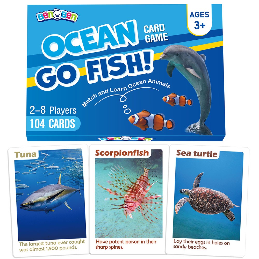 Go Fish Card Game for Kids 104 Cards Ocean Theme Memory Matching Game Fun Facts