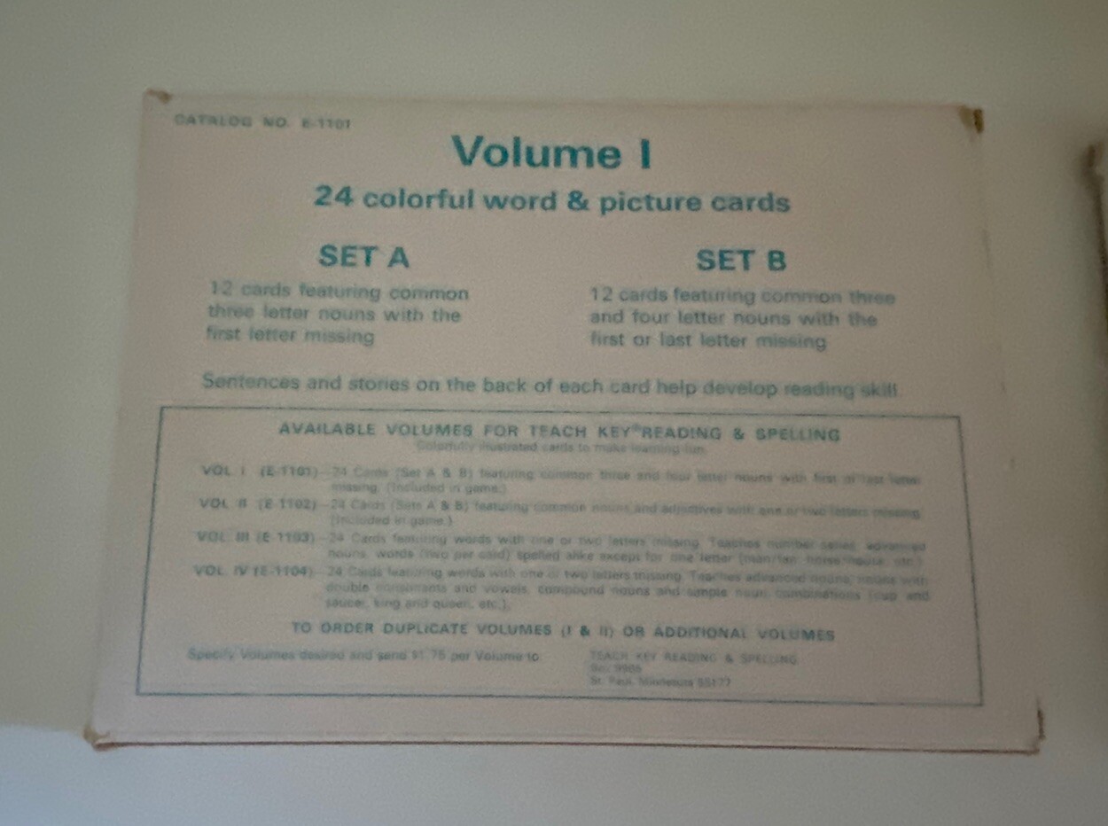 VTG 1967 3M Games TEACH KEY Reading & Spelling Educational Aid Complete 48 Cards
