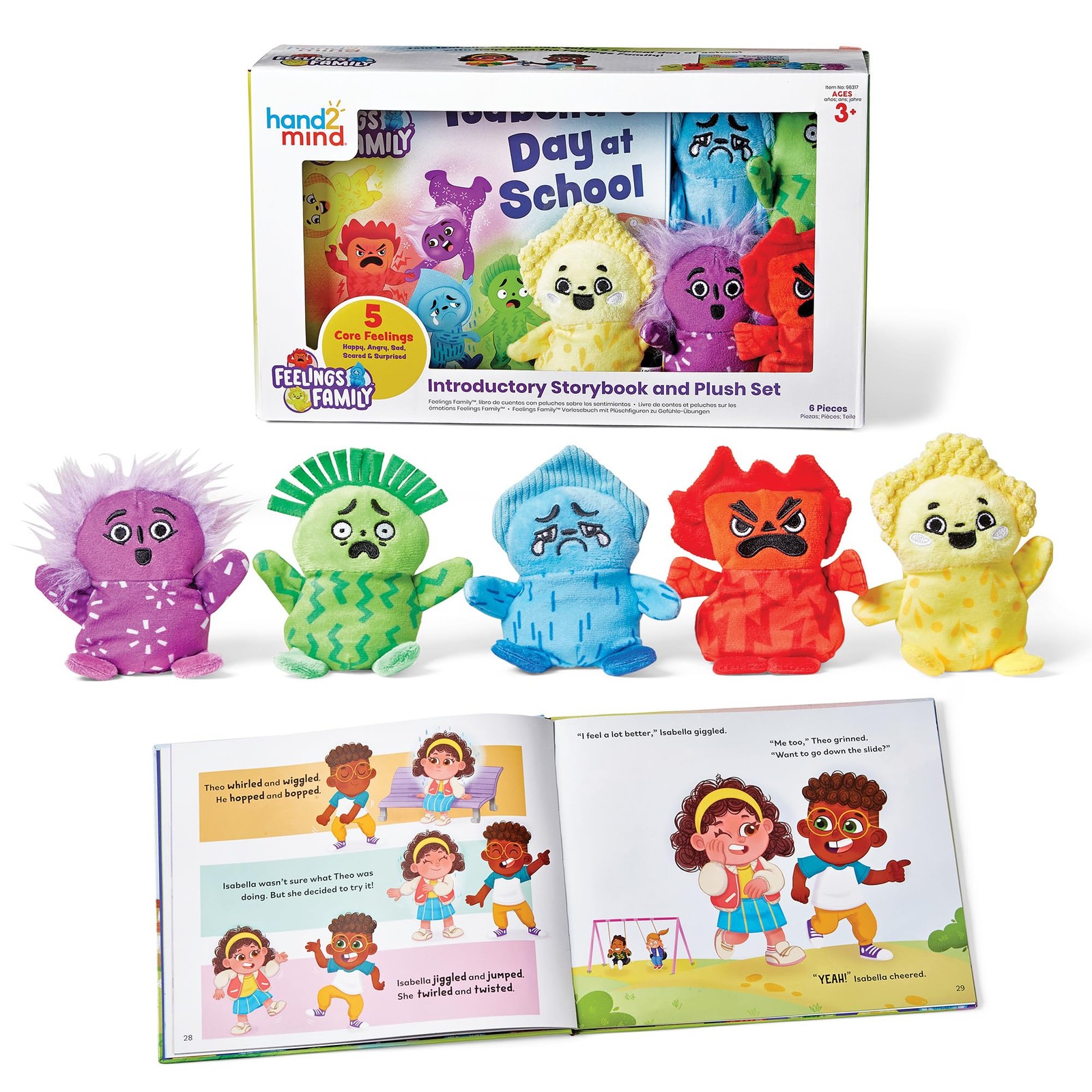hand2mind Feelings Family Introductory Storybook and Plush Set, Toddler Emoti…
