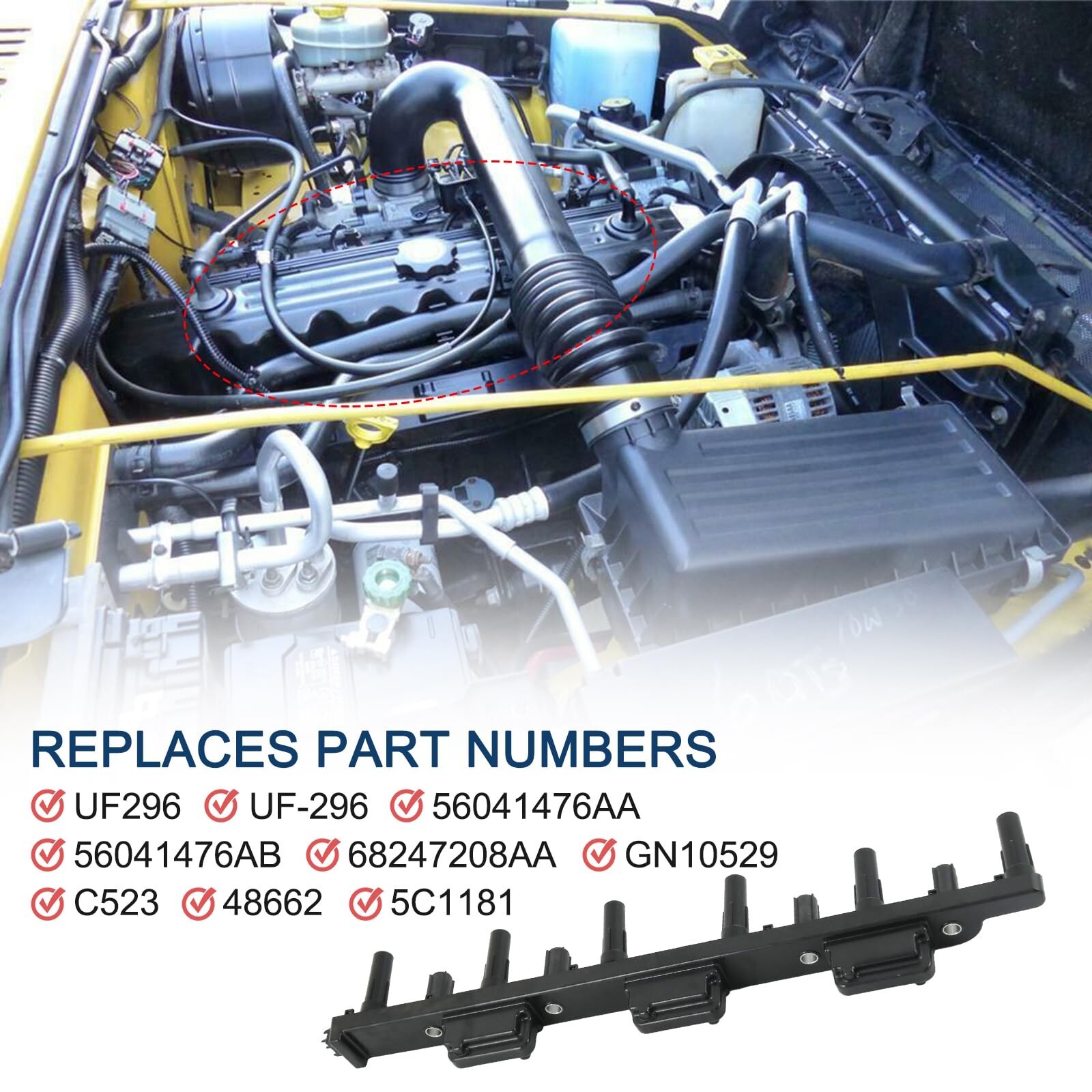 Set of 6 Ignition Coil Pack Compatible with Jeep Cherokee Grand Cherokee Wran…