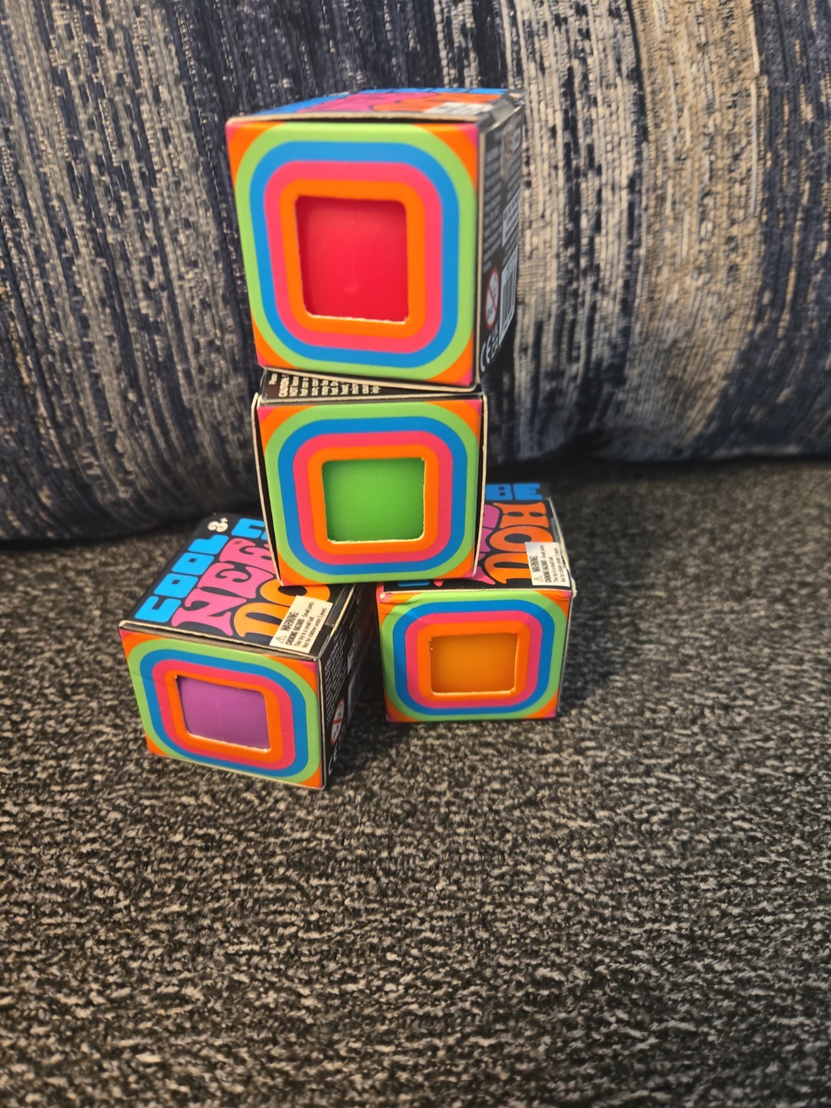 Needoh Teenie Cool Cube Stress Squishies Lot of 4 Colors, Authentic Shylling