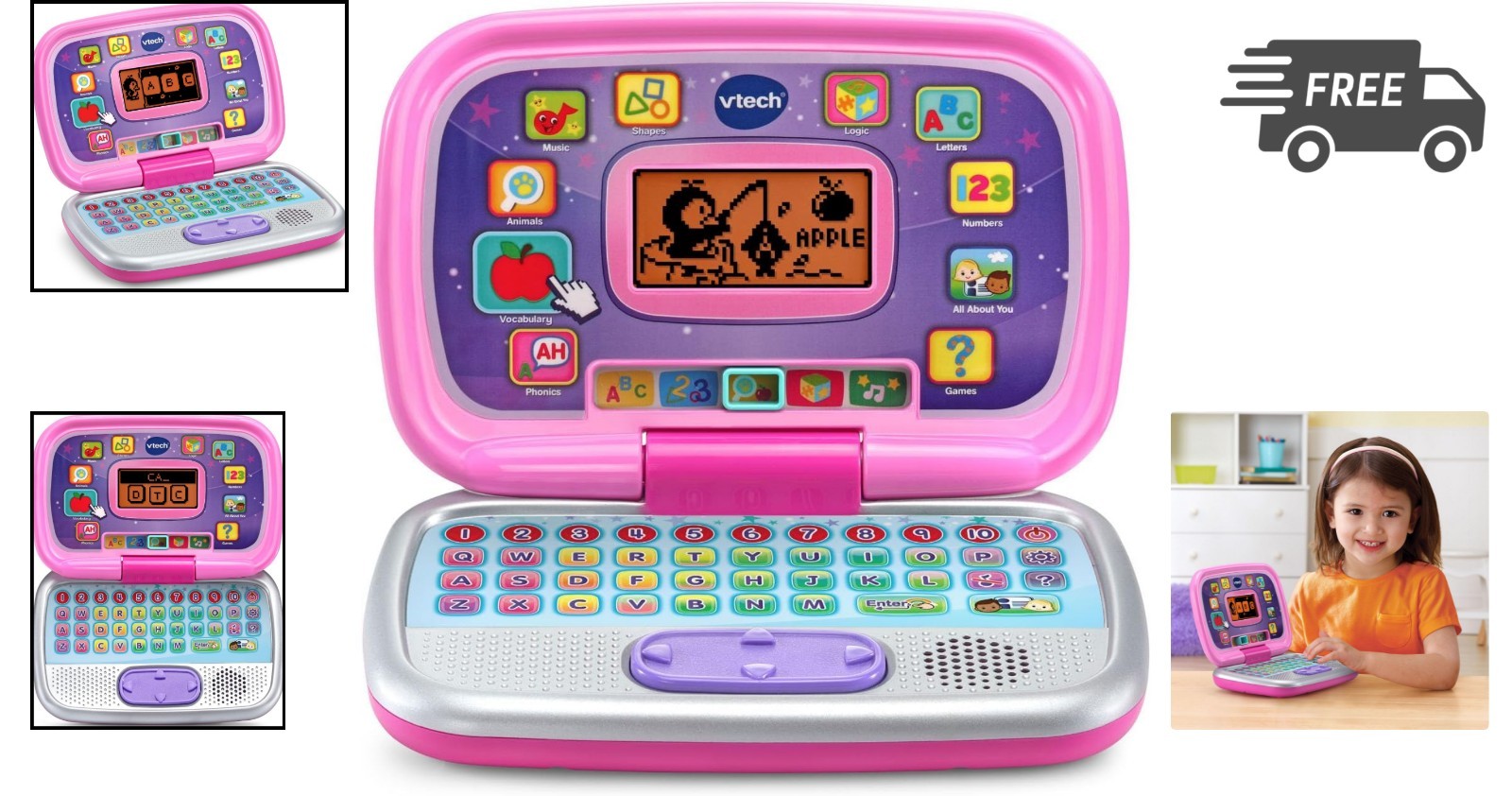 Preschool Laptop Toy Pink Kids Learning Computer Toddler Educational