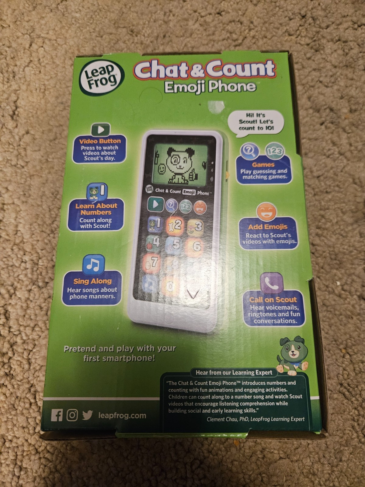 Leap Frog Chat & Count Emoji Phone Purple 50+ Activities Phrases Songs Numbers