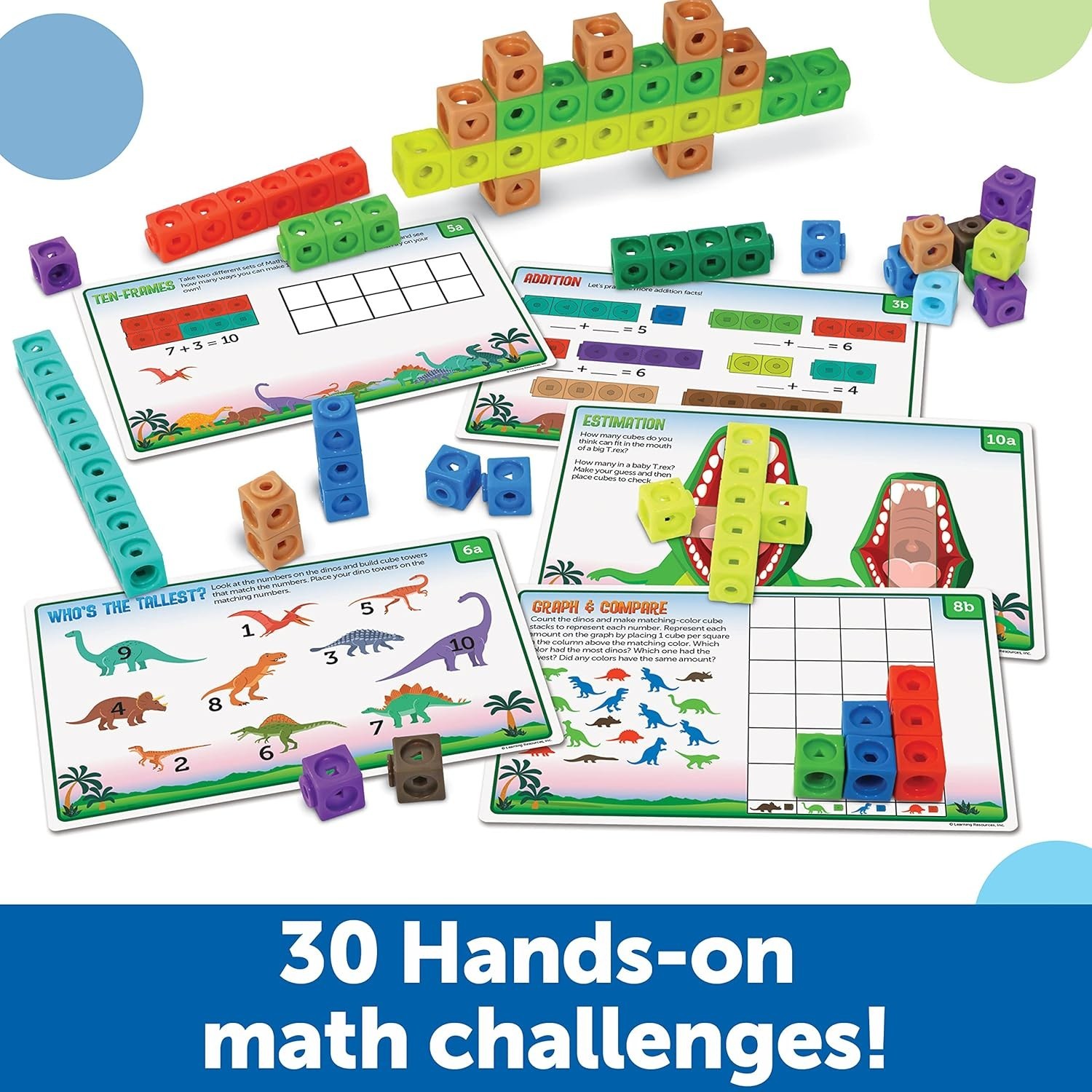 100 Dino-Themed MathLink Cubes for Engaging Math Games – Perfect for Homeschool!