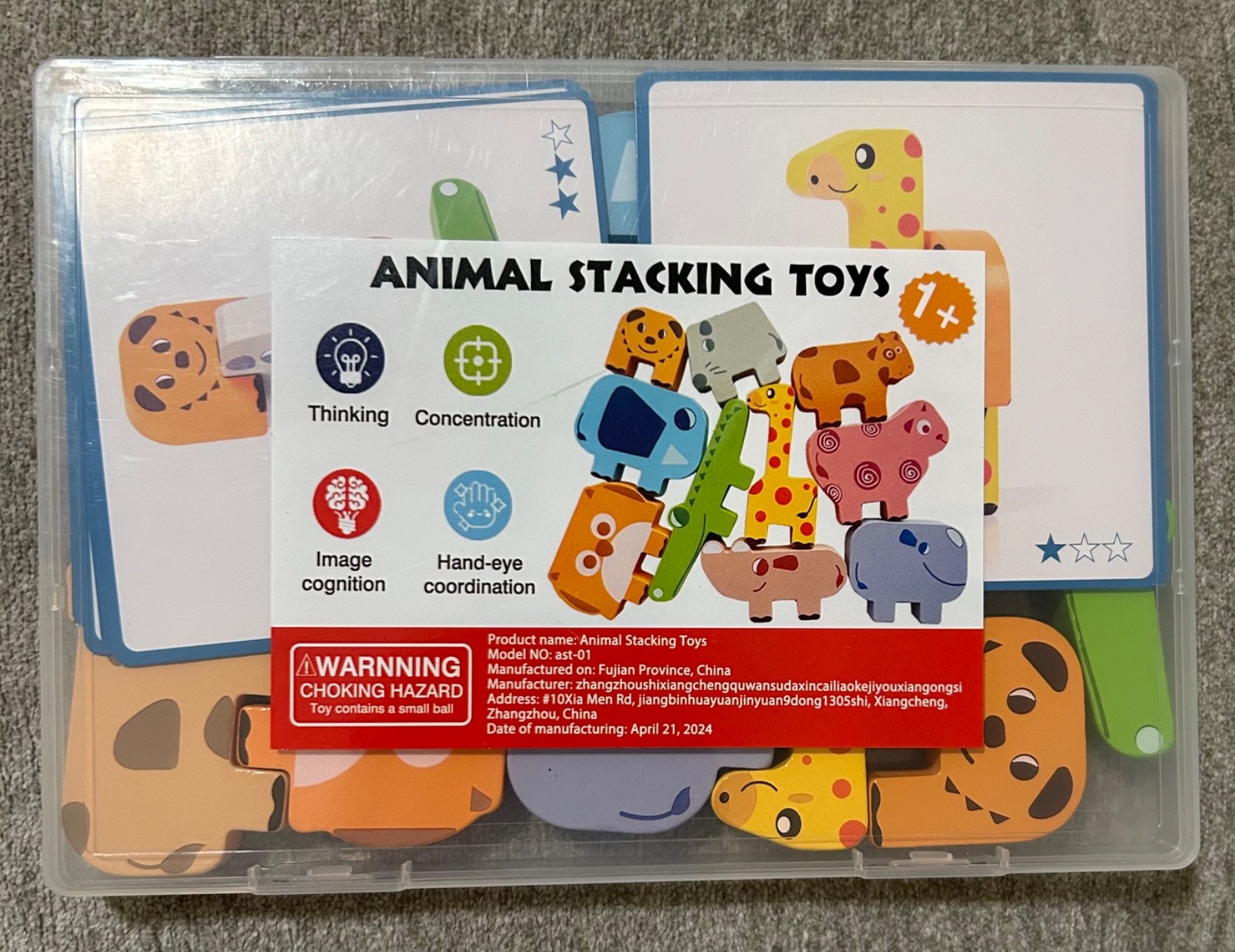 2 packs Wooden Animal Stacking Balancing Set Kids Toddler Toy Puzzle Educational