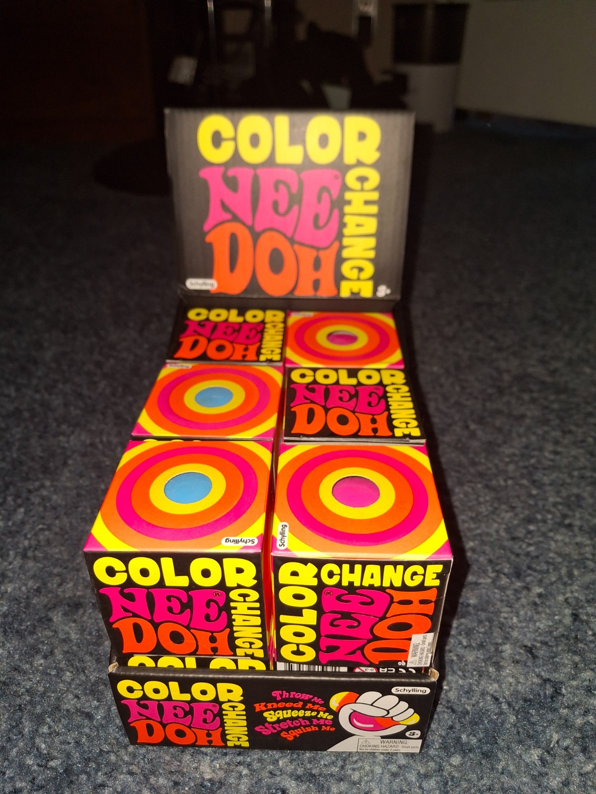 Needoh color change case of 12 in display box. Brand new. Schylling.