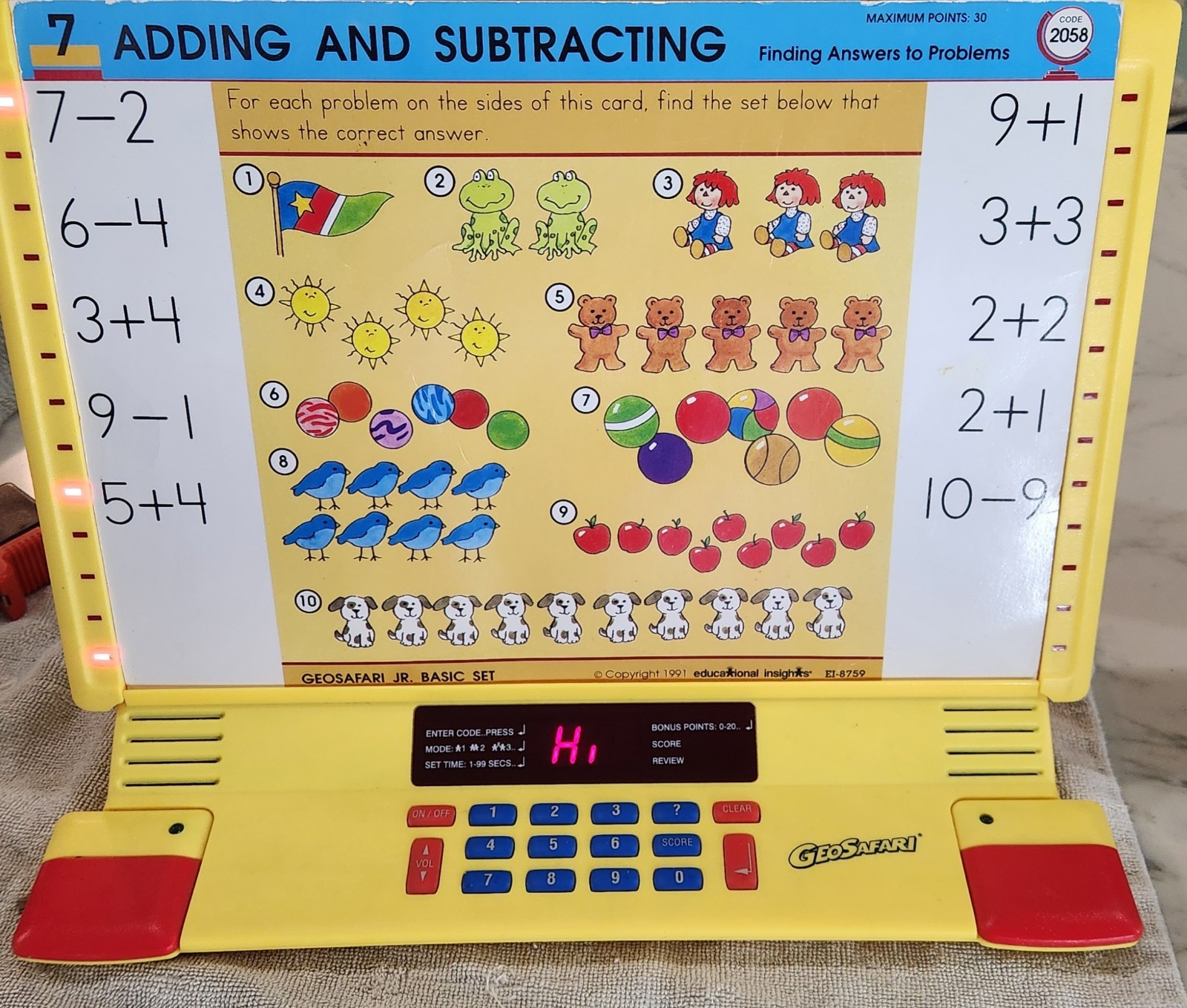 GeoSafari Jr. EI-8855 Electronic Learning Game Unit w/ 21 Cards Tested