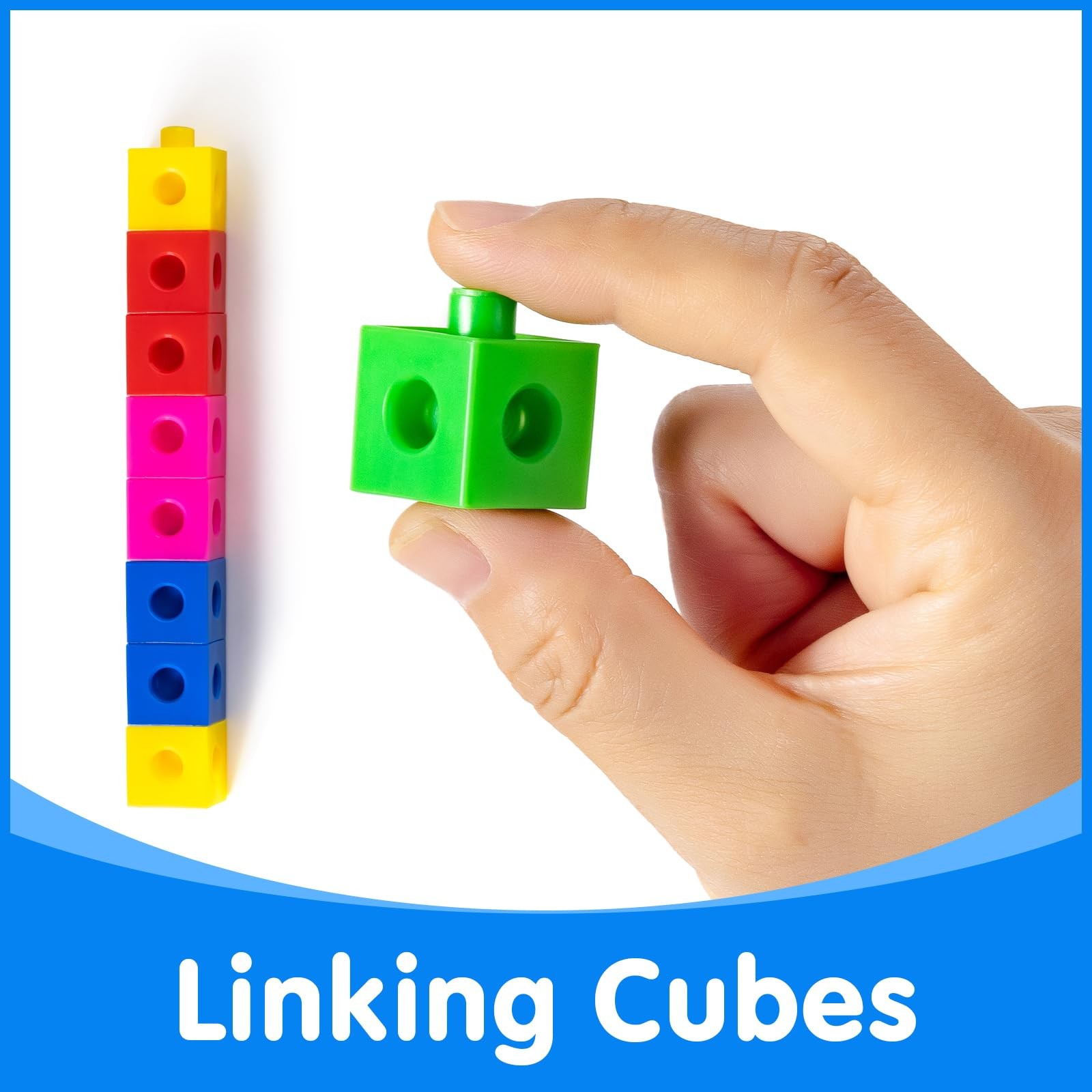 Odoorgames 100 Pcs Math Linking Cubes with 384 Standard, Multiple Colors