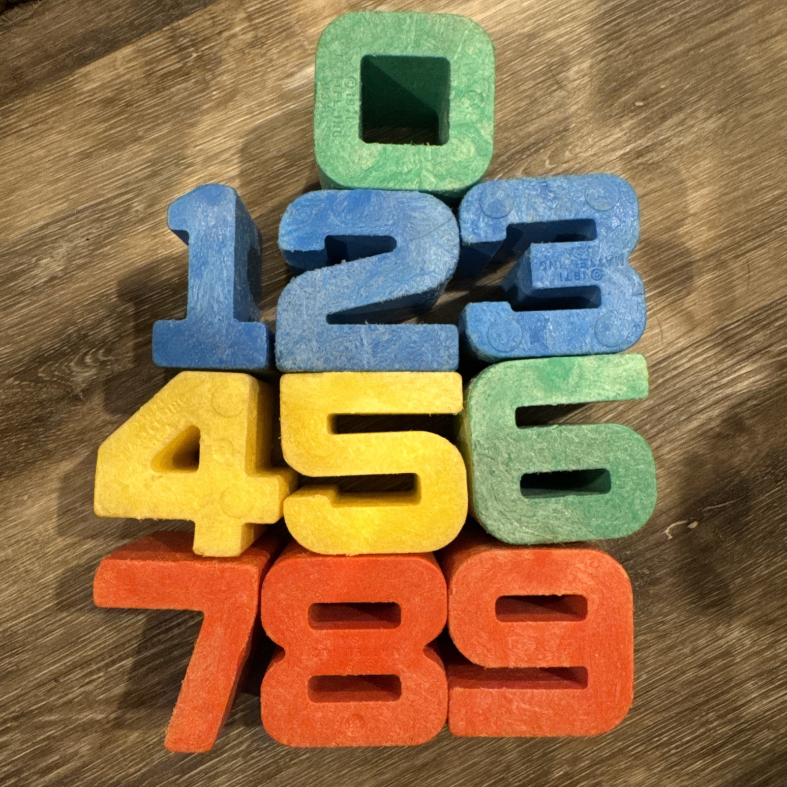 Vintage Mattel 1971 Educational Learning Numbers Blocks Red Yellow Blue Green