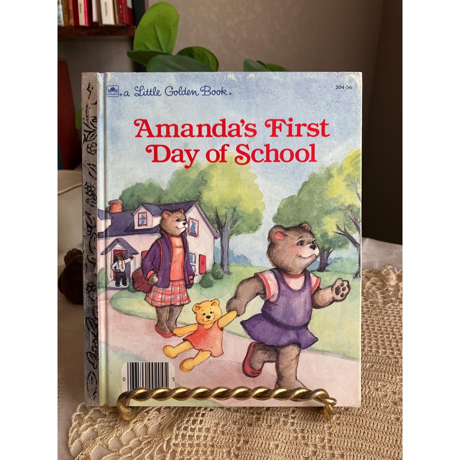 1985 Amanda’s First Day of School Little Golden Book, Goodman, Vintage Book