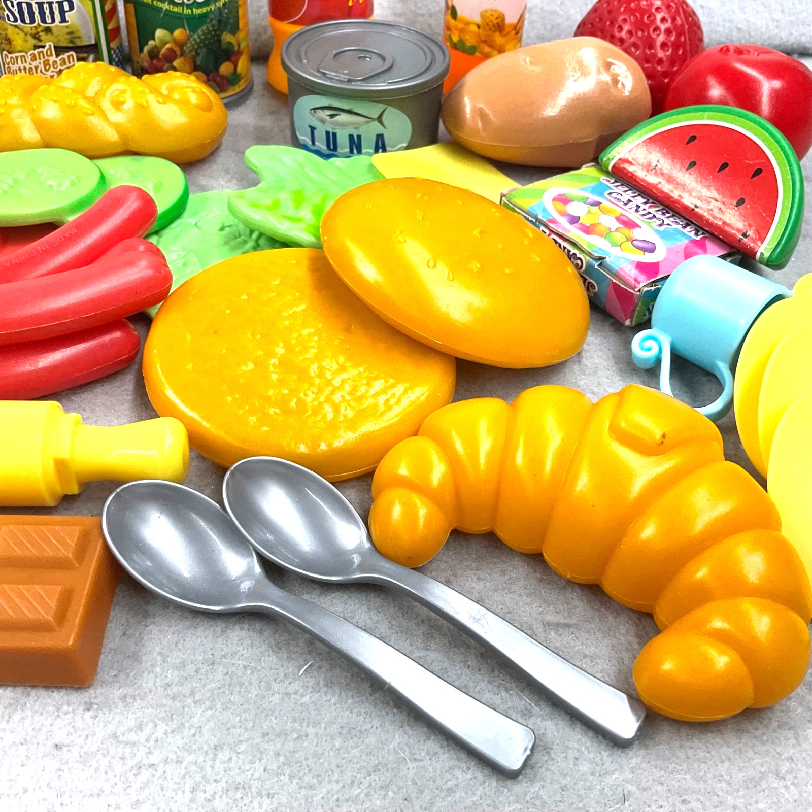Play Food & Can Goods Pretend Fruit Glasses Buns Chips Veggies 40+ Items