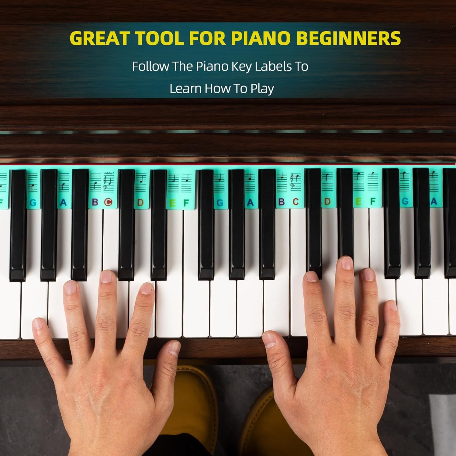 Removable Piano Key Stickers – 88 Key Glow-In-The-Dark Keyboard Labels for Begin