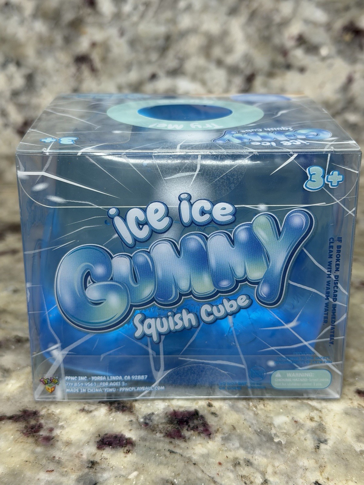 PPNC Inc. Ice Ice Gummy Squish Cube Squeeze Toy Blue Clear Ages 3-5
