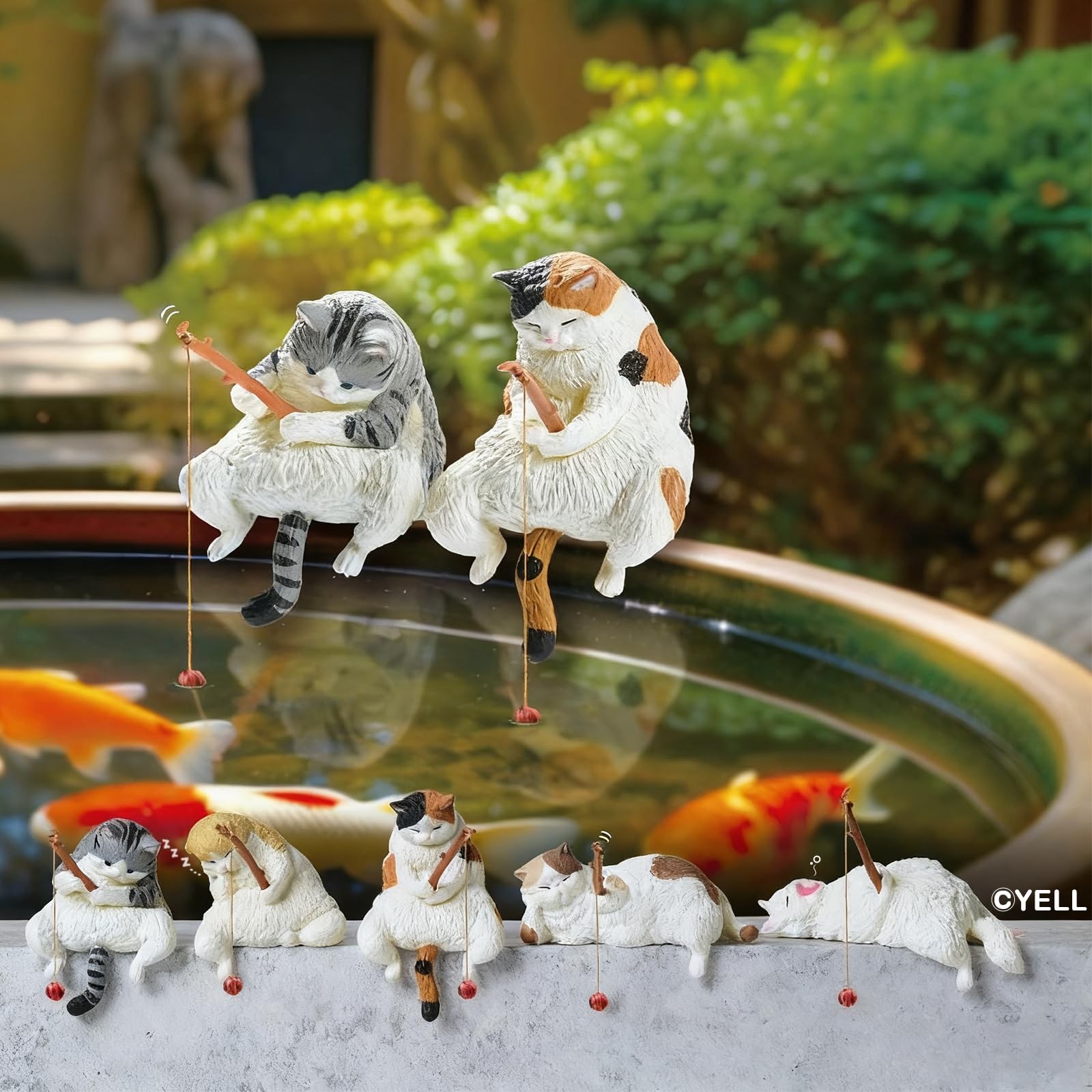 Cat Blind Box,Fishing Cat Series Blind Box (1 Pack), Mini Cat Figurines, Yell Ja