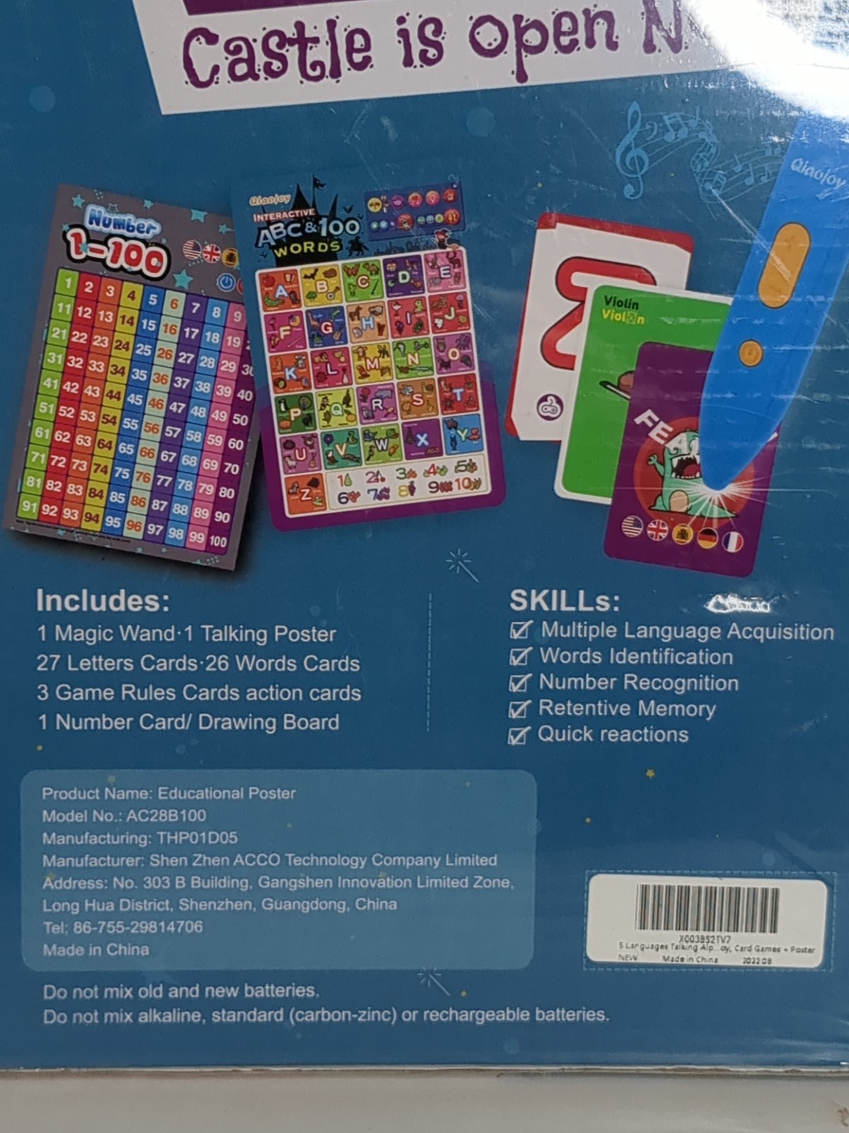 Qiaojoy Bilingual Interactive Talking Poster Card Games ABCs 123s 100 Words New