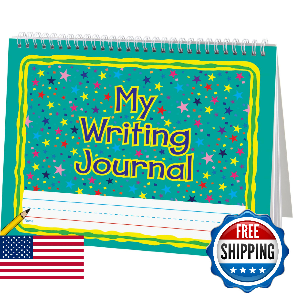 Really Good Stuff Deluxe Spiral Landscape Writing Journals (Teal Star Cover) – 1