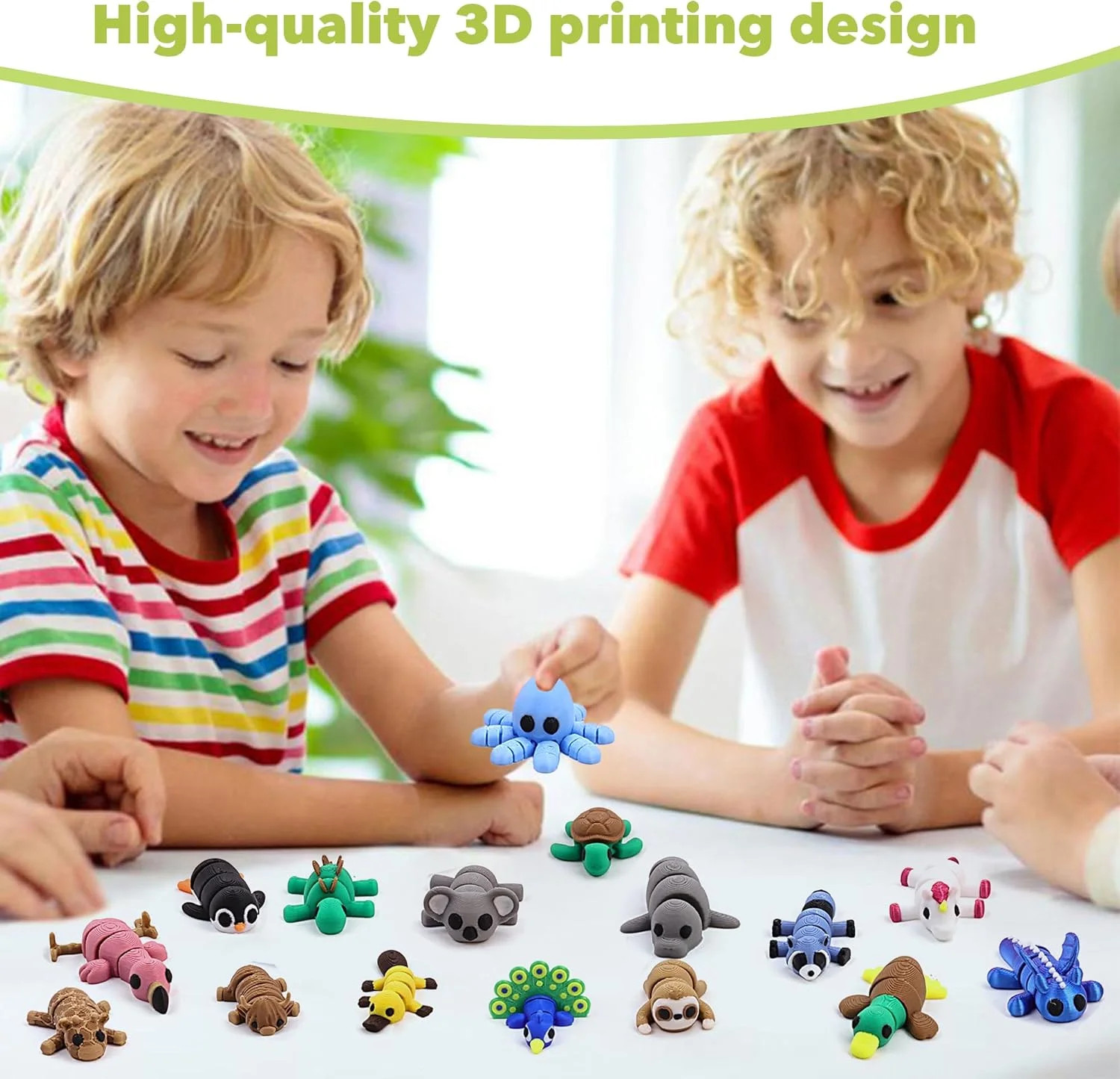 40 PCS 3D Printed Animal Figurines, Articulated Animal Figurines, Fidget Toys, F