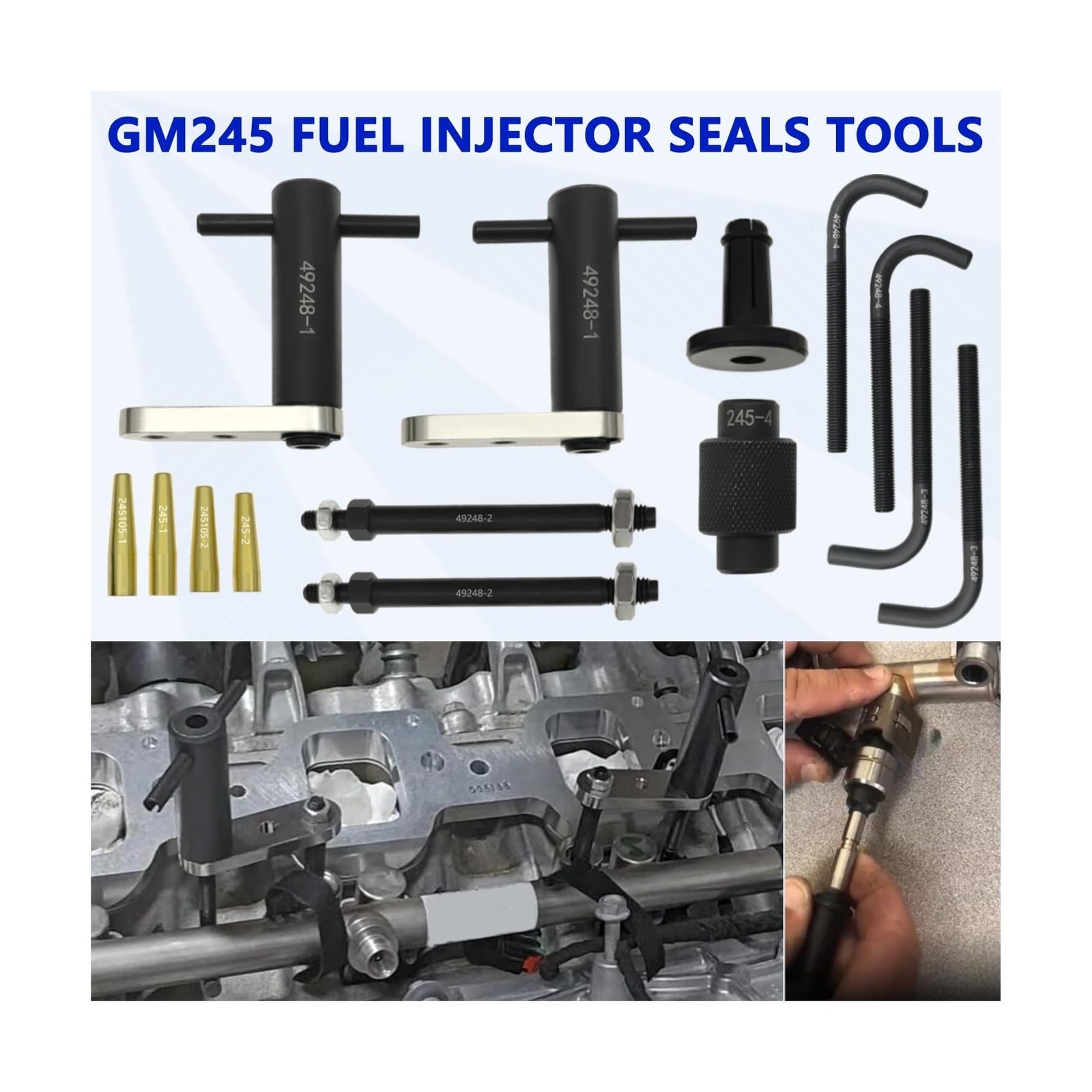 ZKTOOL GM245 Fuel Injector Rail Assembly Remover Tool Fuel Injector Seals Ins…