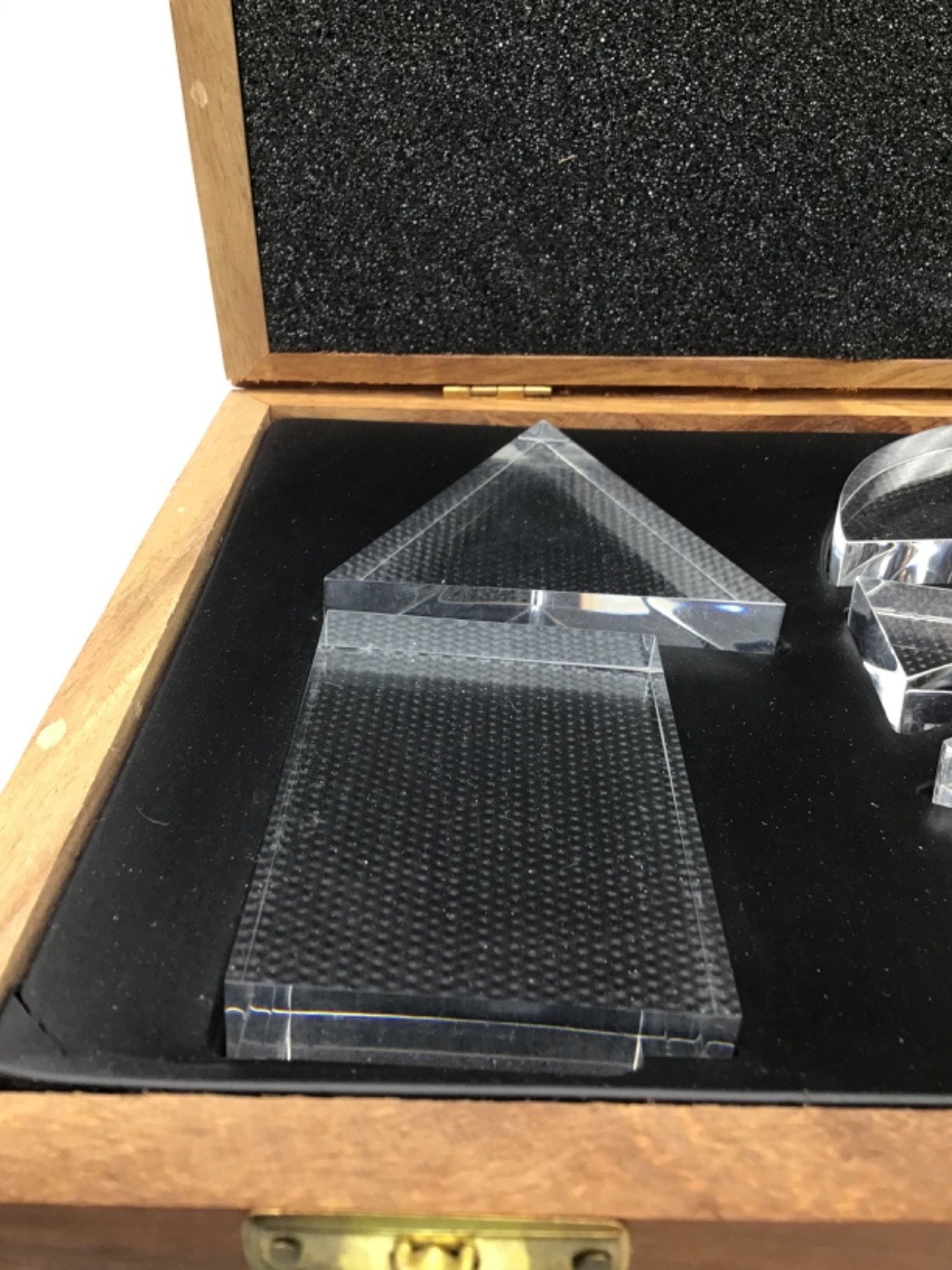 Optical Prism Set Of 6 Pieces Clear Acrylic Teaching Aid Wooden Boxed