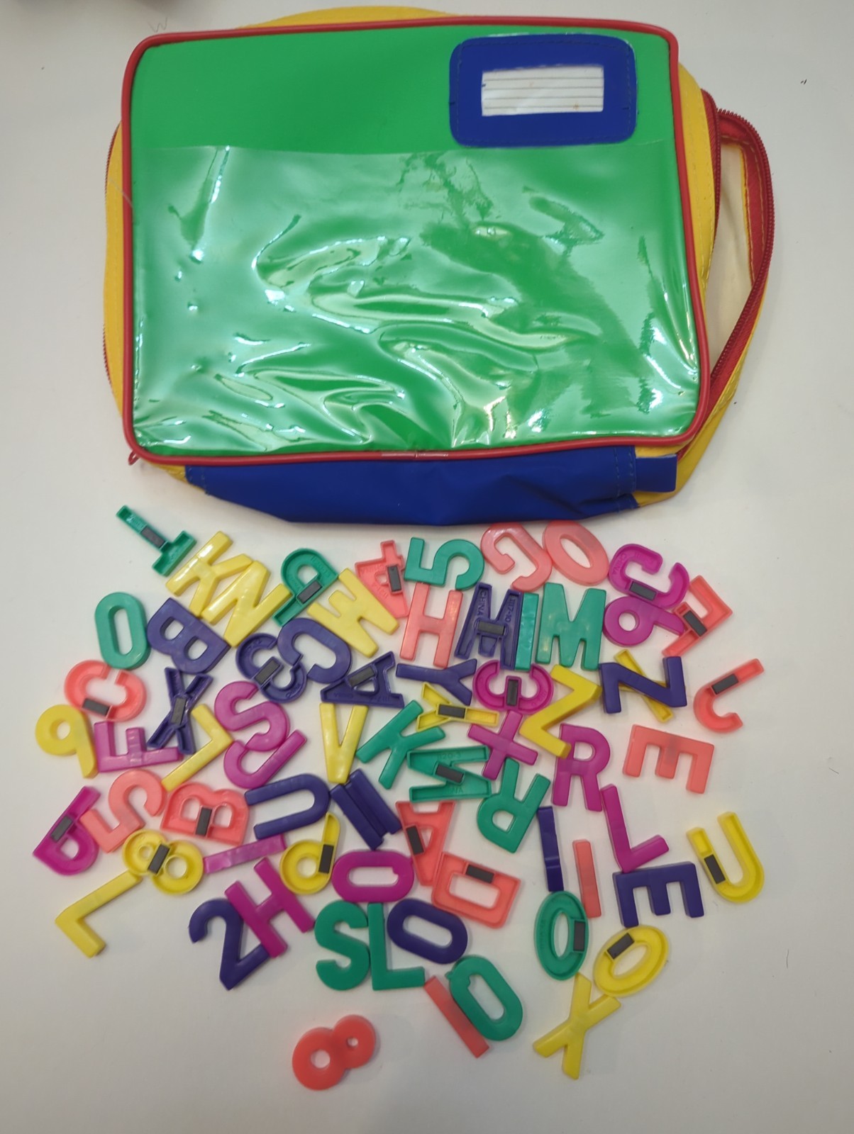 Colorful Magnetic Alphabet Letters Numbers with Storage Bag Vintage 90s