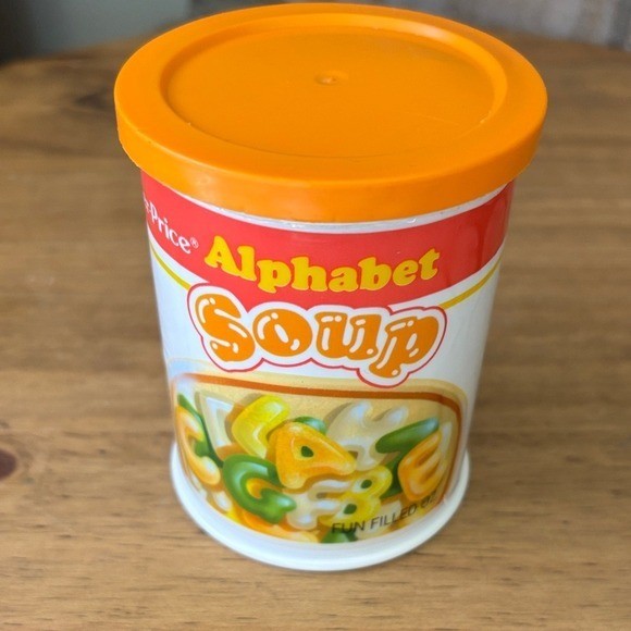 Vintage Fisher Price Alphabet Soup Letter Can & Letters Kids Food Play Set 1987
