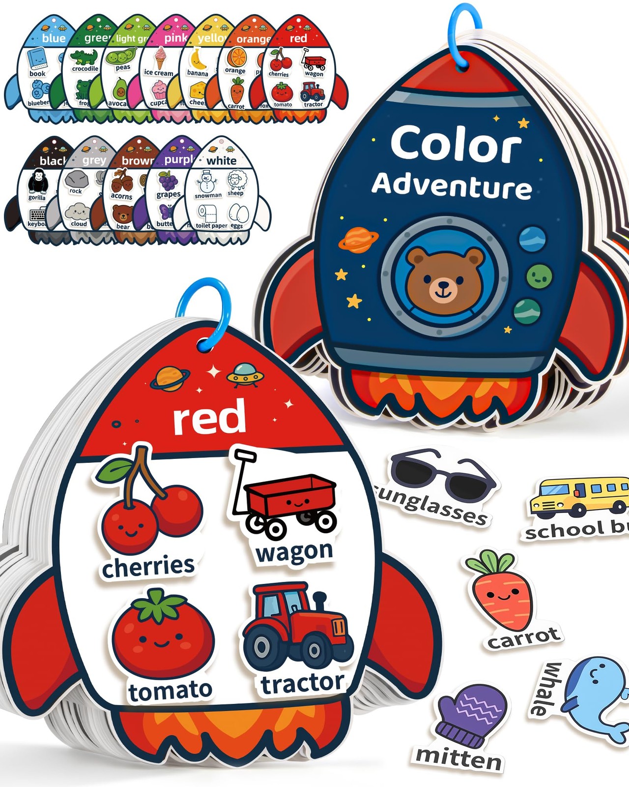 CulinaCraft Montessori Busy Book Color Sorting Toys for 8.5 x 11 inches, Red