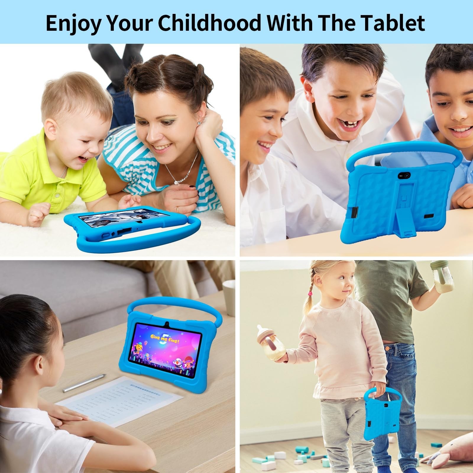 Kids Tablet Wintouch 2GB RAM 32GB ROM Android 11 Learning Education Blue Pink