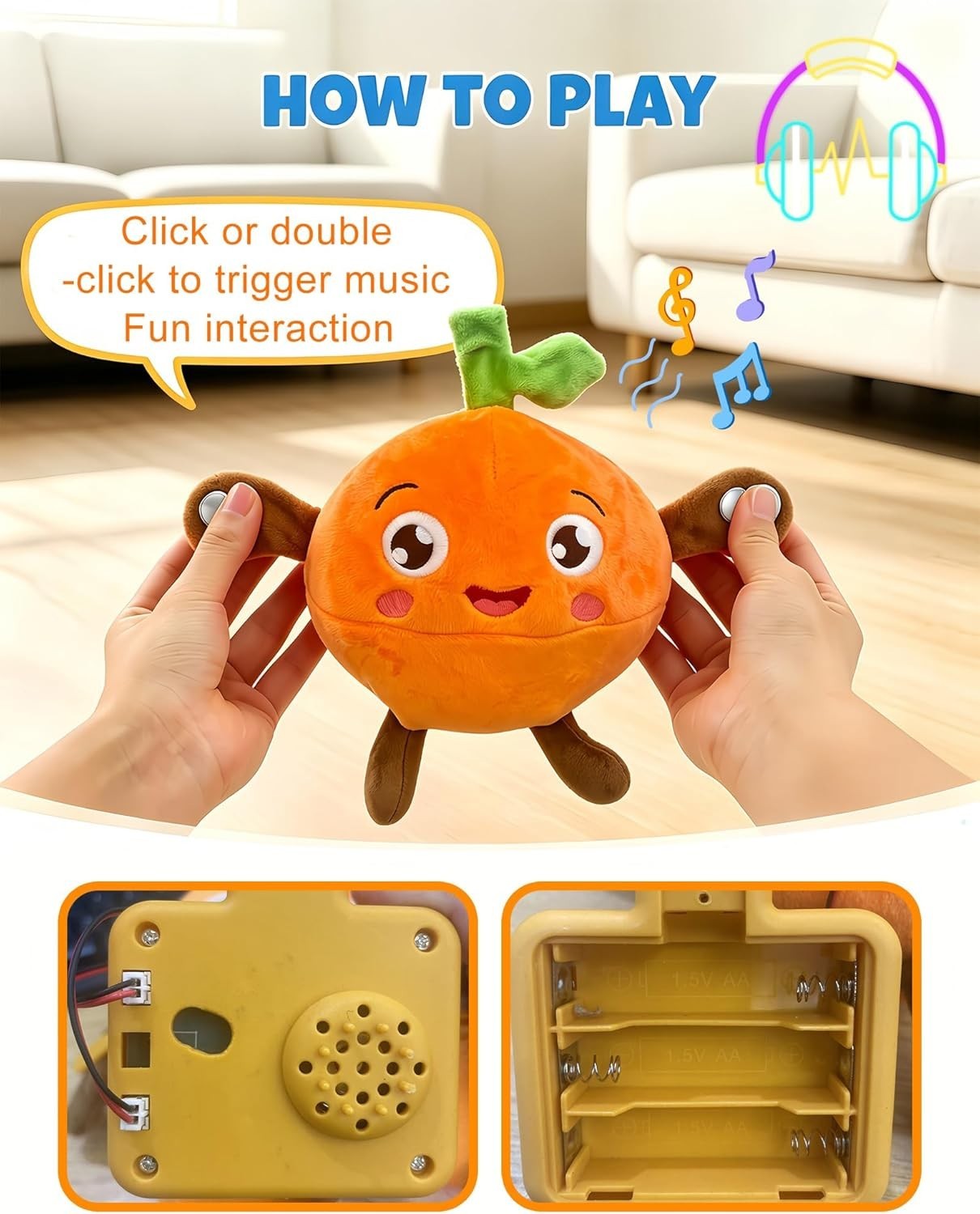 Magic Touch Interactive Music Plush Toy,Soft Baby Musical Sensory Toy with Sound