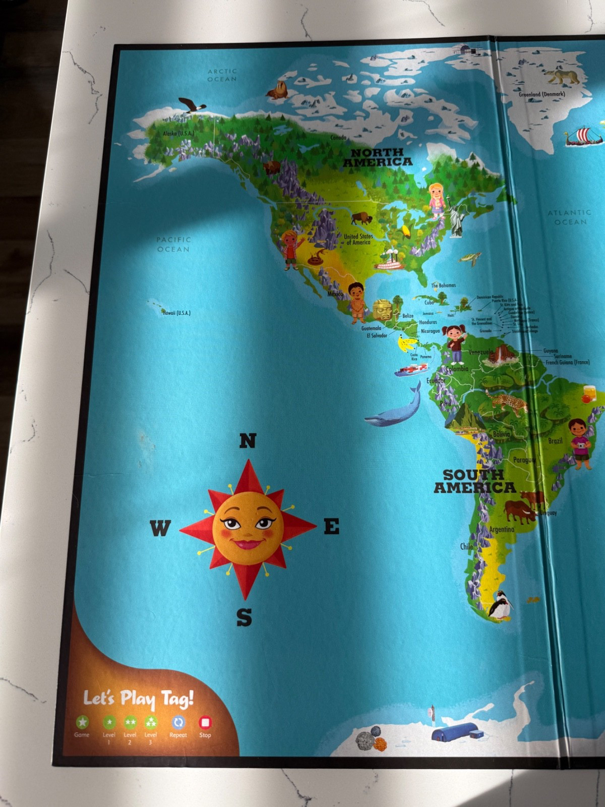 Leap Frog Interactive Jumbo World Map 2 Sided Tag Read System Pen Not Included