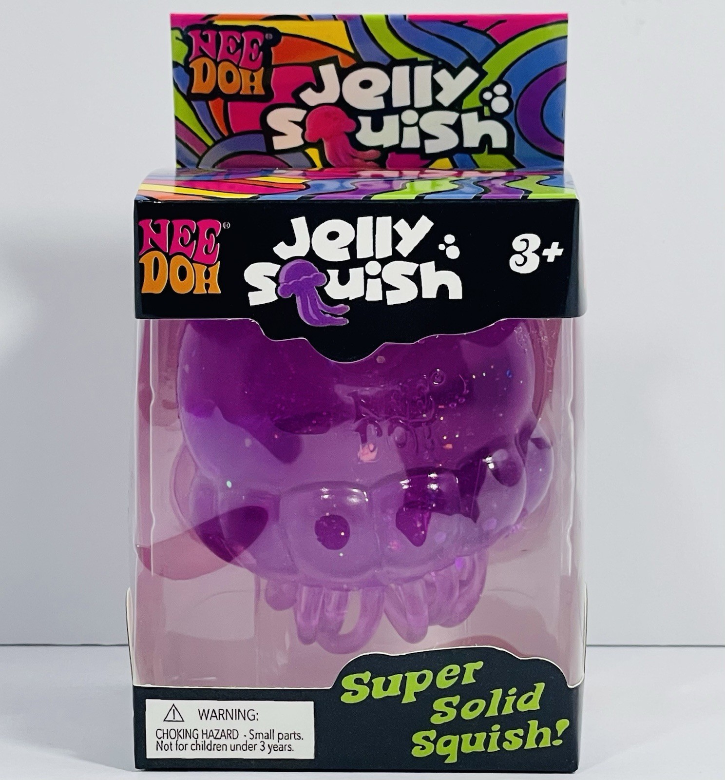 New In Box Nee Doh Jelly Squish Super Solid Squish Squeeze Toy, Purple, Ages 3+