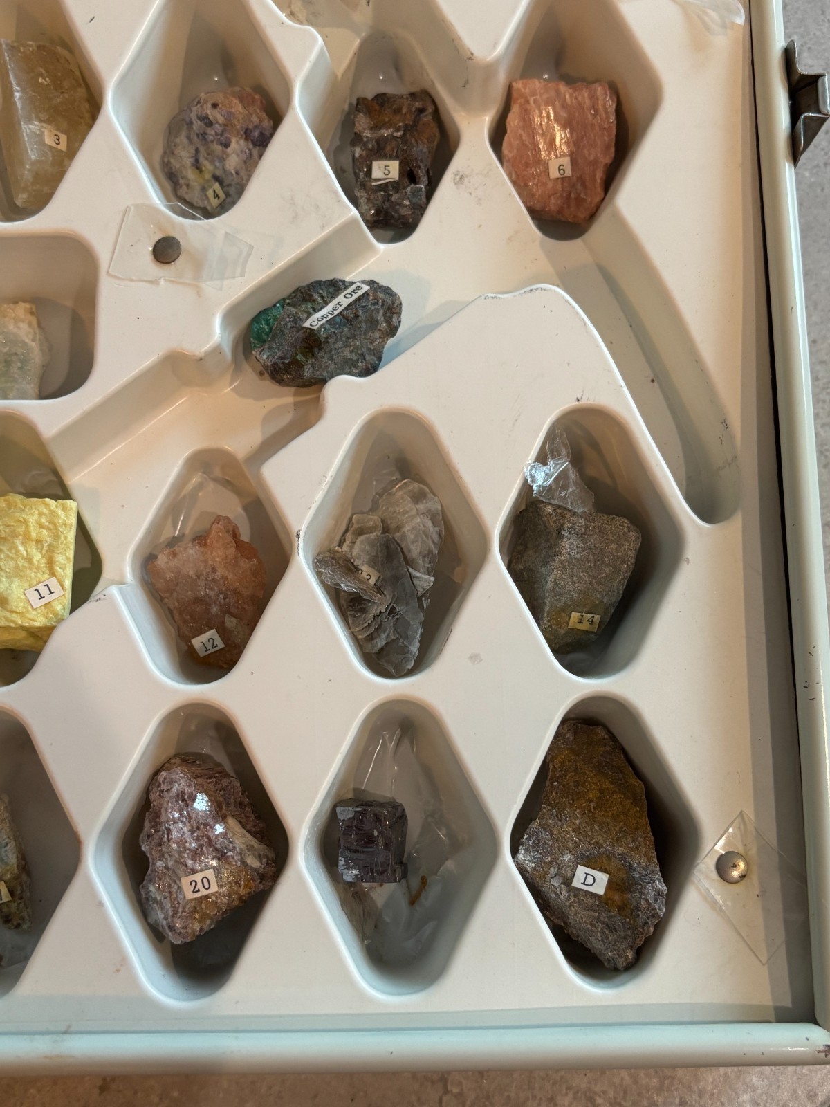 Vintage 60s Skilcraft Geology Lab Student Science Kit Rock Mineral Samples Box
