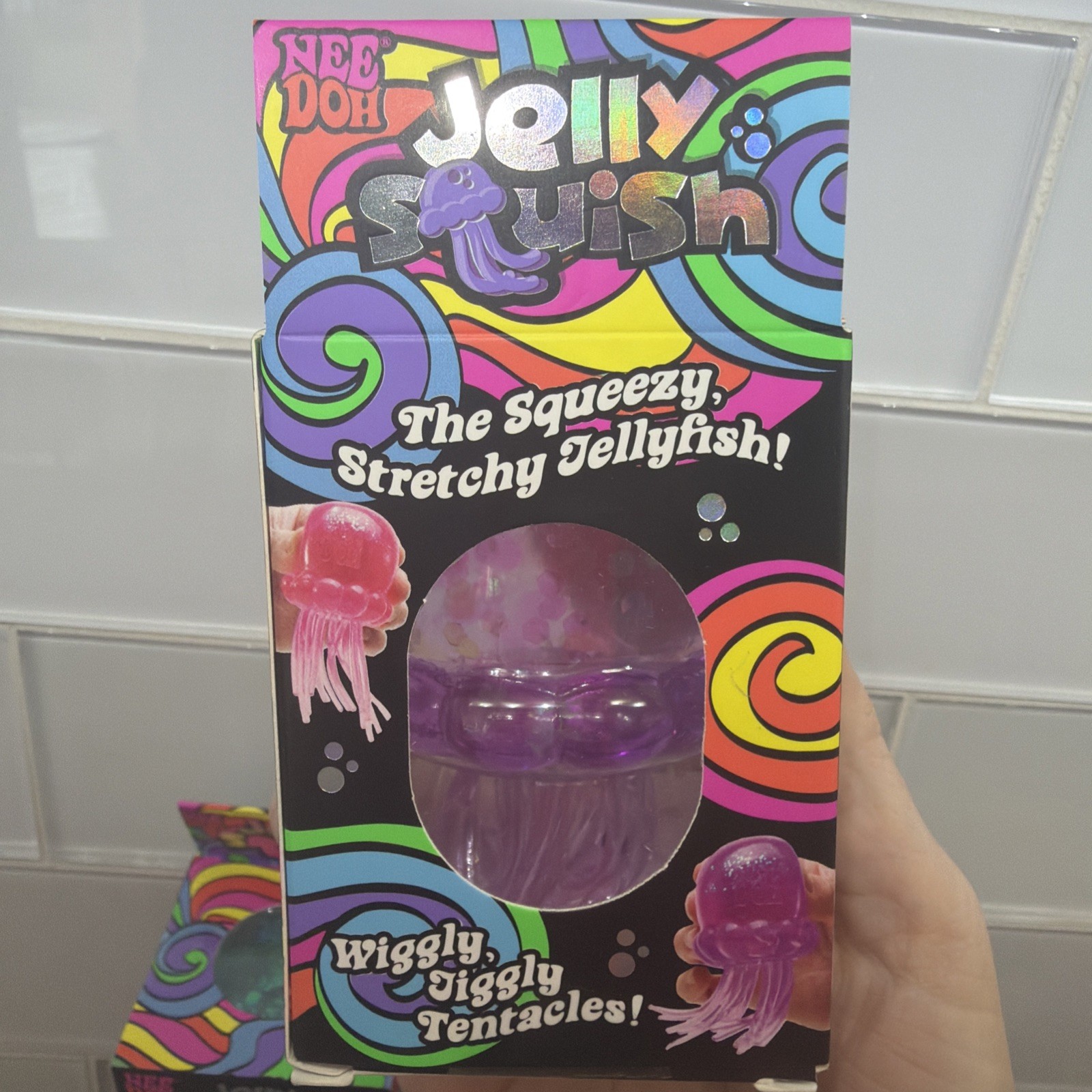 PURPLE NeeDoh JELLY SQUISH Sparkle Jellyfish Stress Toy Squishy Squeeze NEE DOH
