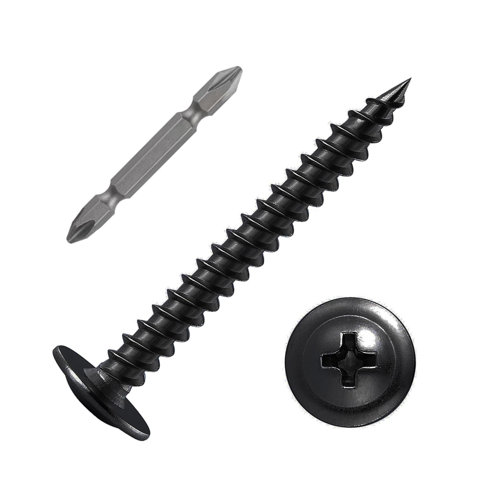 (60 pcs) Wensilon #10×3″ Black Phillips Truss Head Wood Screws Quick Metal
