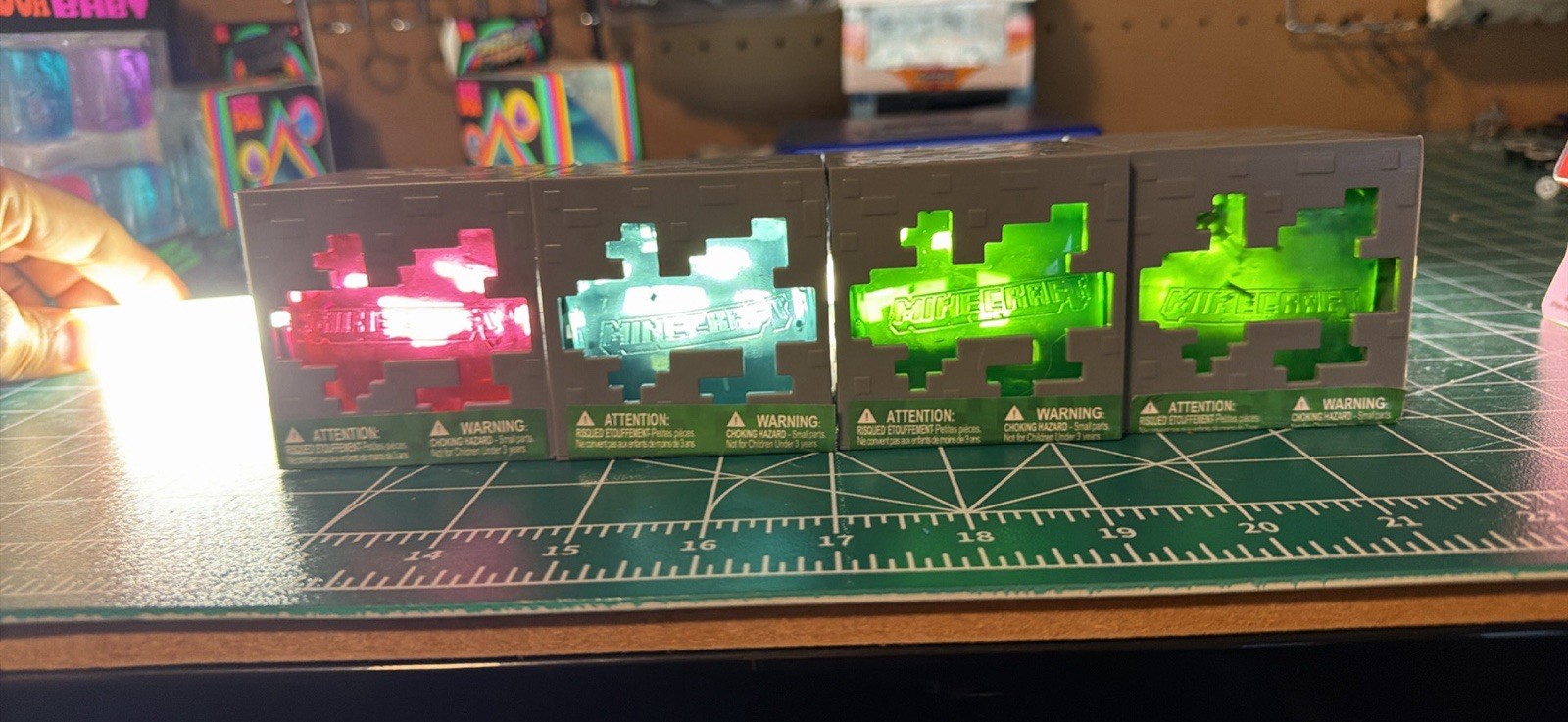 Minecraft LED Light-Up Sensory Fidget Cube & Clicker Toys Lot of 4