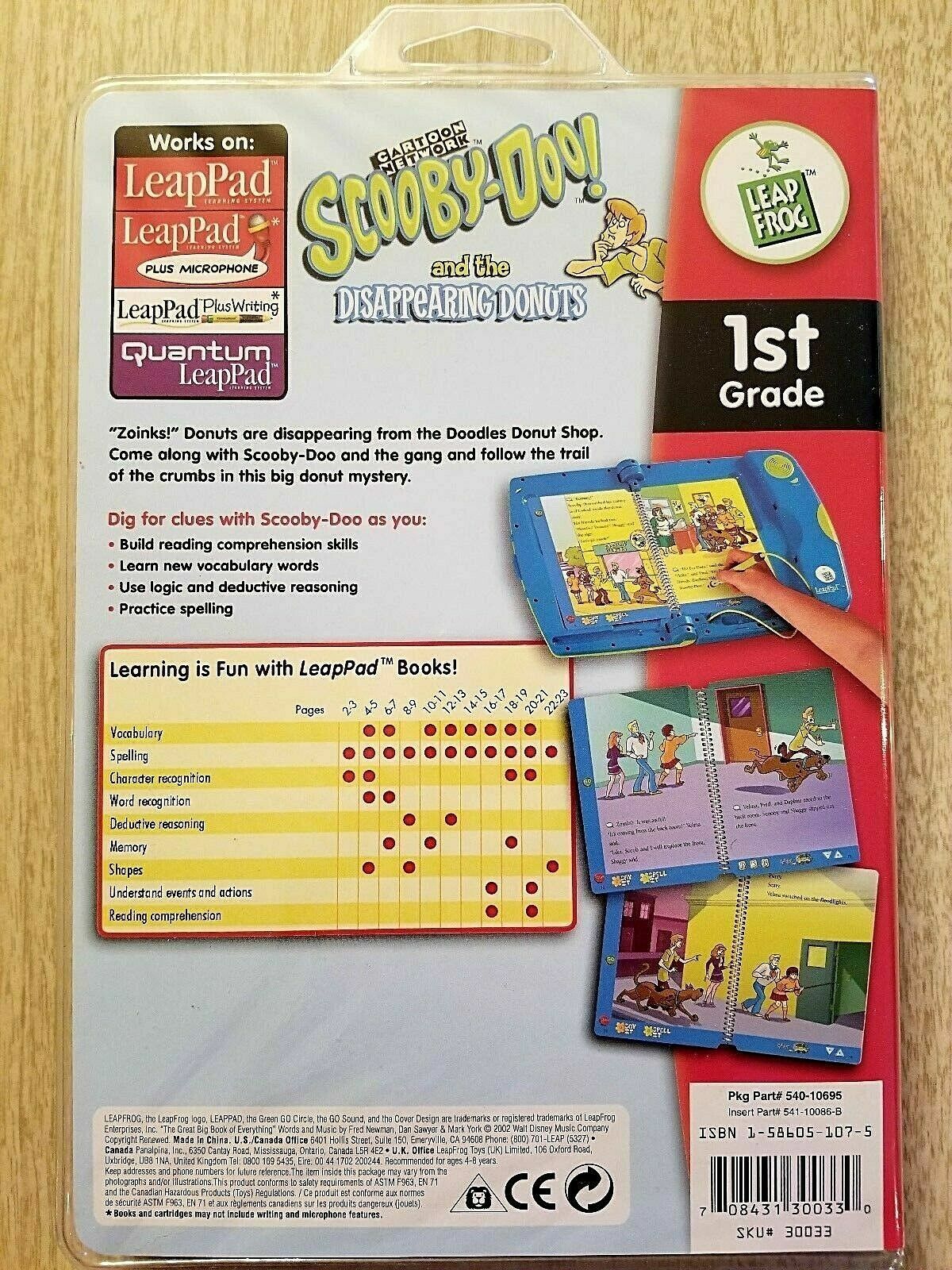 LeapFrog LeapPad Book & Cartridge Scooby Doo Disappearing Donuts Interactive NIP