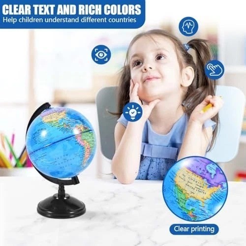 WORLD GLOBE EARTH Map Rotating Geography Ocean Classroom Learning Desktop 6