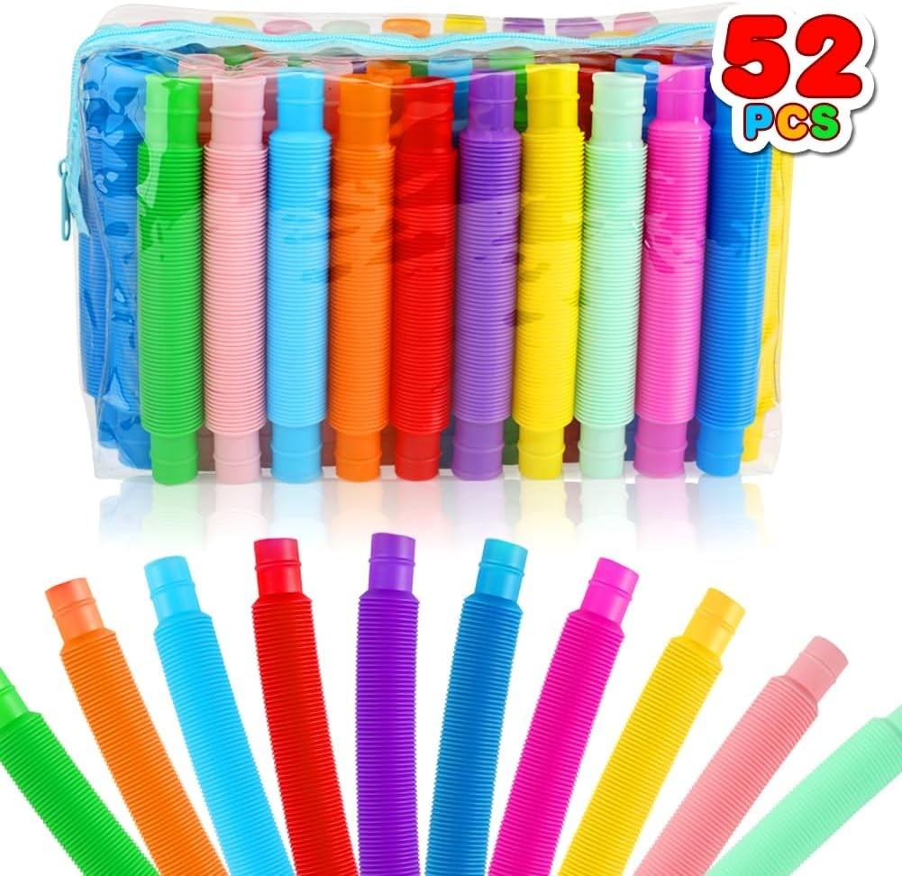 Fun 52 Piece Pop Tubes Set – Sensory Fidget Toys & Party Goodie Bag Fillers