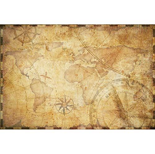 Vintage Old Travel World Map Backdrop Parchment Map Pirate 6x4ft NBK34468