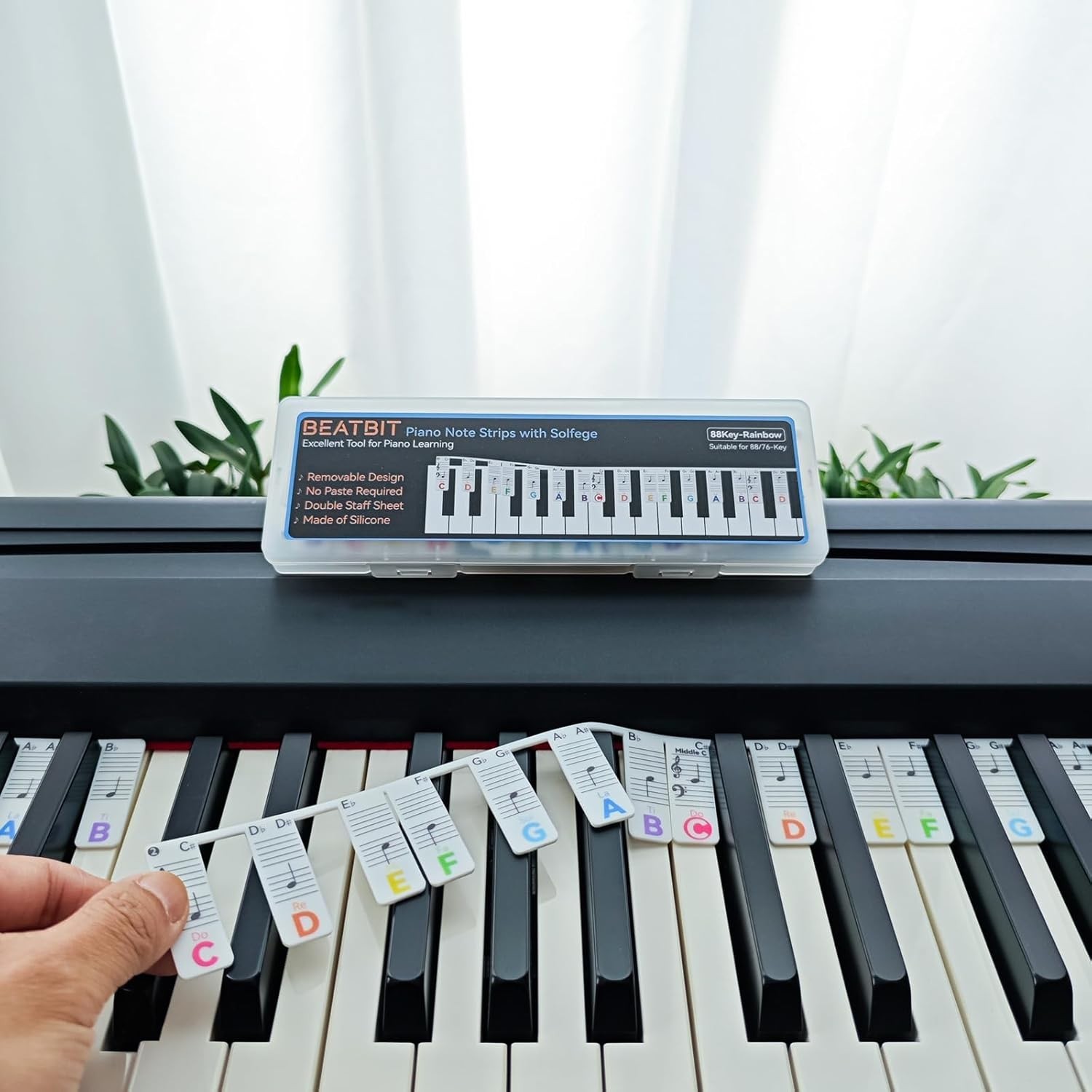 Piano Note Strips with Solfege Do Re Mi, Removable Piano Keyboard Stickers, P…