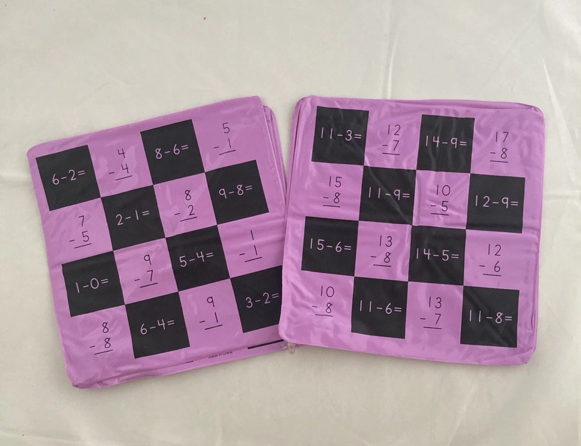 2 Carson-Dellosa Inflatable Quiz Cubes Subtraction 8″ Grades 1-2 New
