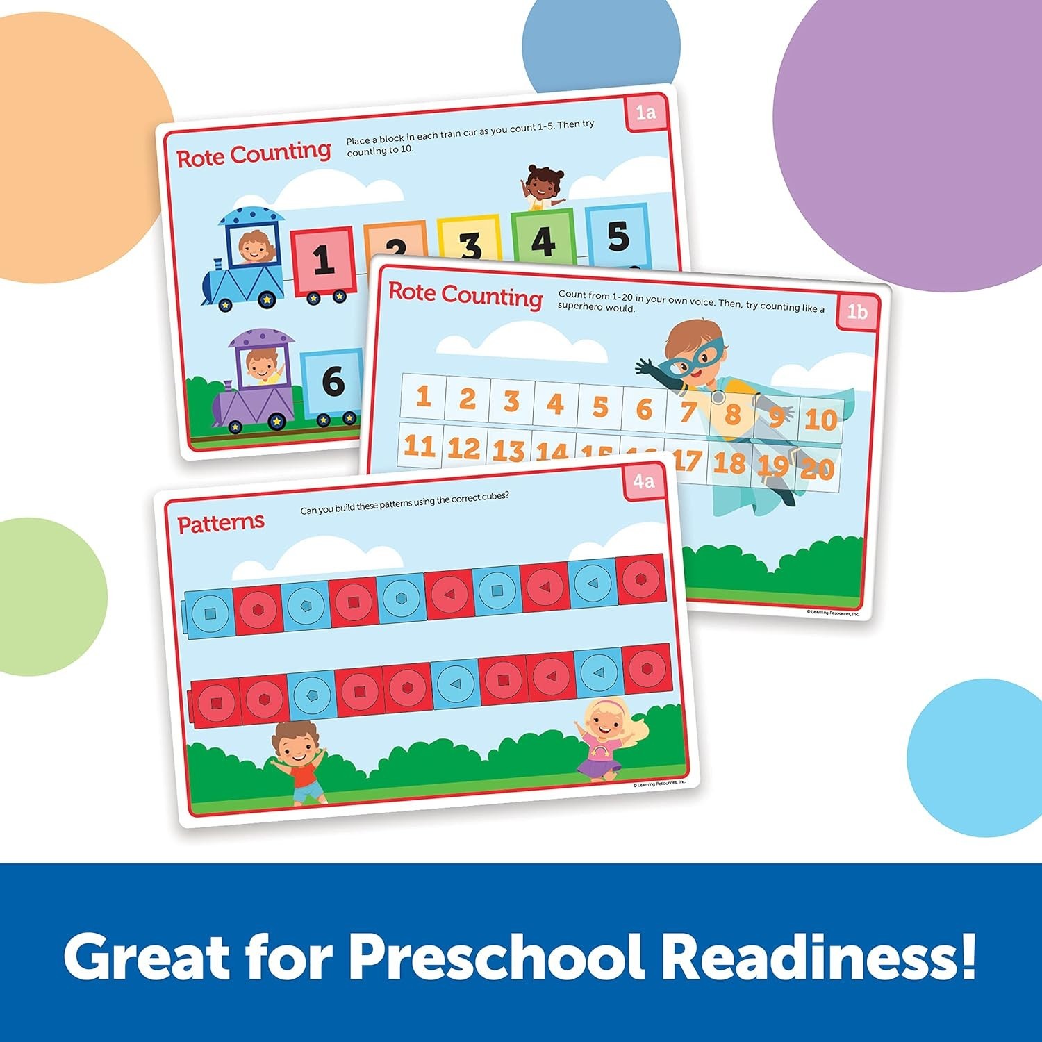Preschool Math Activity Set with 100 Colorful Cubes and 15 Double-Sided Cards