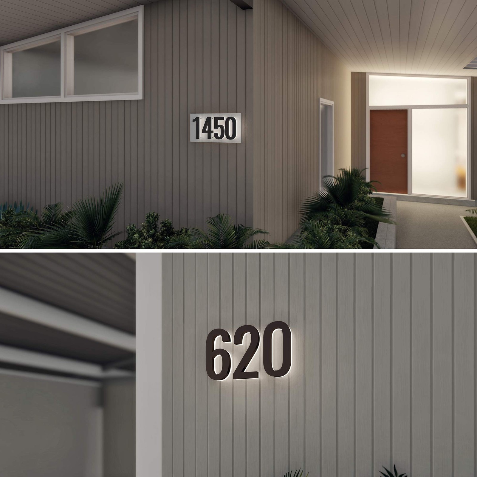 7″ LED House Numbers, ABS, Backlit 5000K, Bronze Finish, Modern, Outdoor
