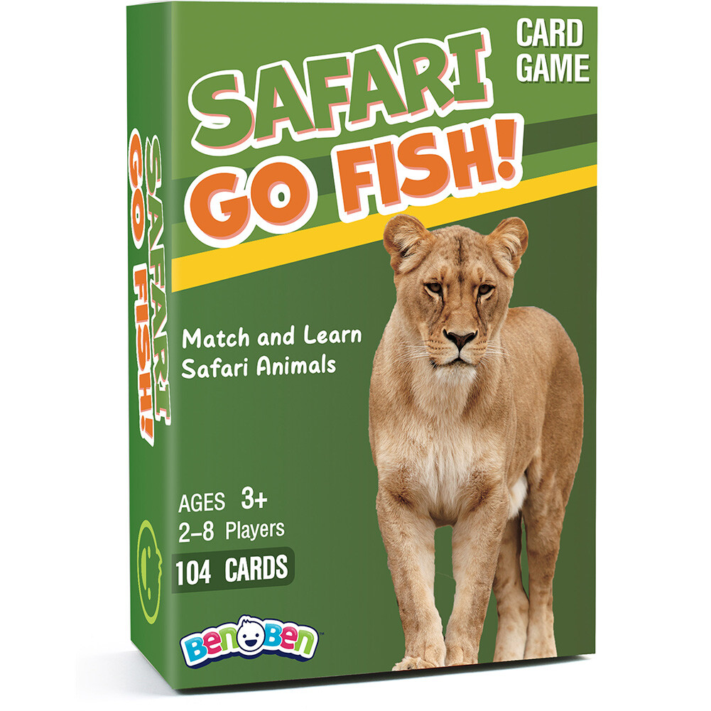 Go Fish Flash Cards Game Safari Animal Educational Card for Children Kids Adults