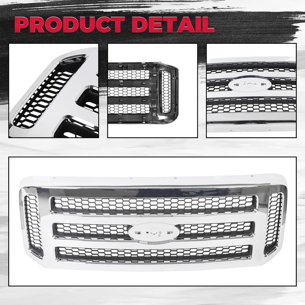 Front Grille Compatible with 2005-2007 Ford F250 F350 F450 F550 SuperDuty FO1200