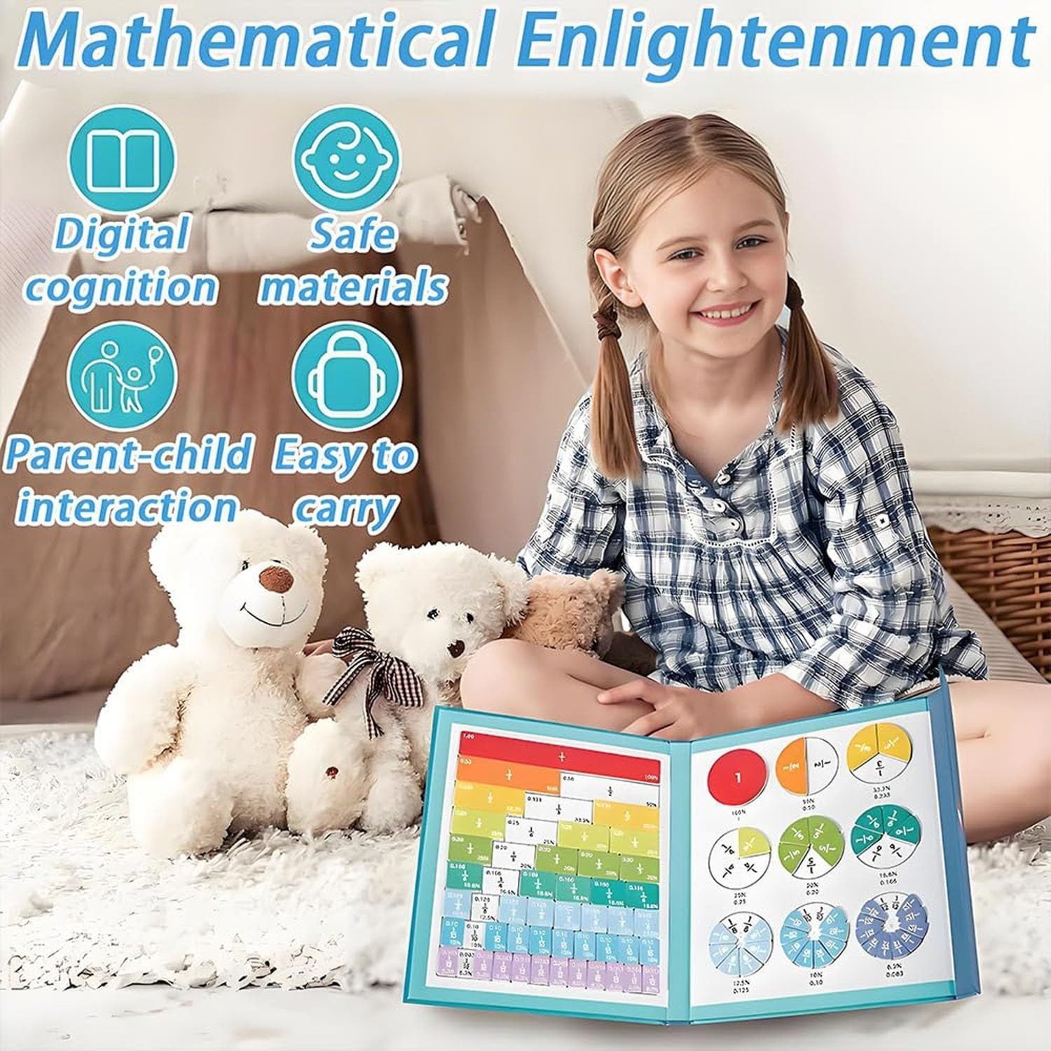 Magnetic Fraction Tiles & Circles Set 102Pcs Math Manipulatives School Rabbit