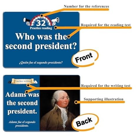 US Citizenship Flash Cards – 100 Bilingual Q&A for Naturalization Test
