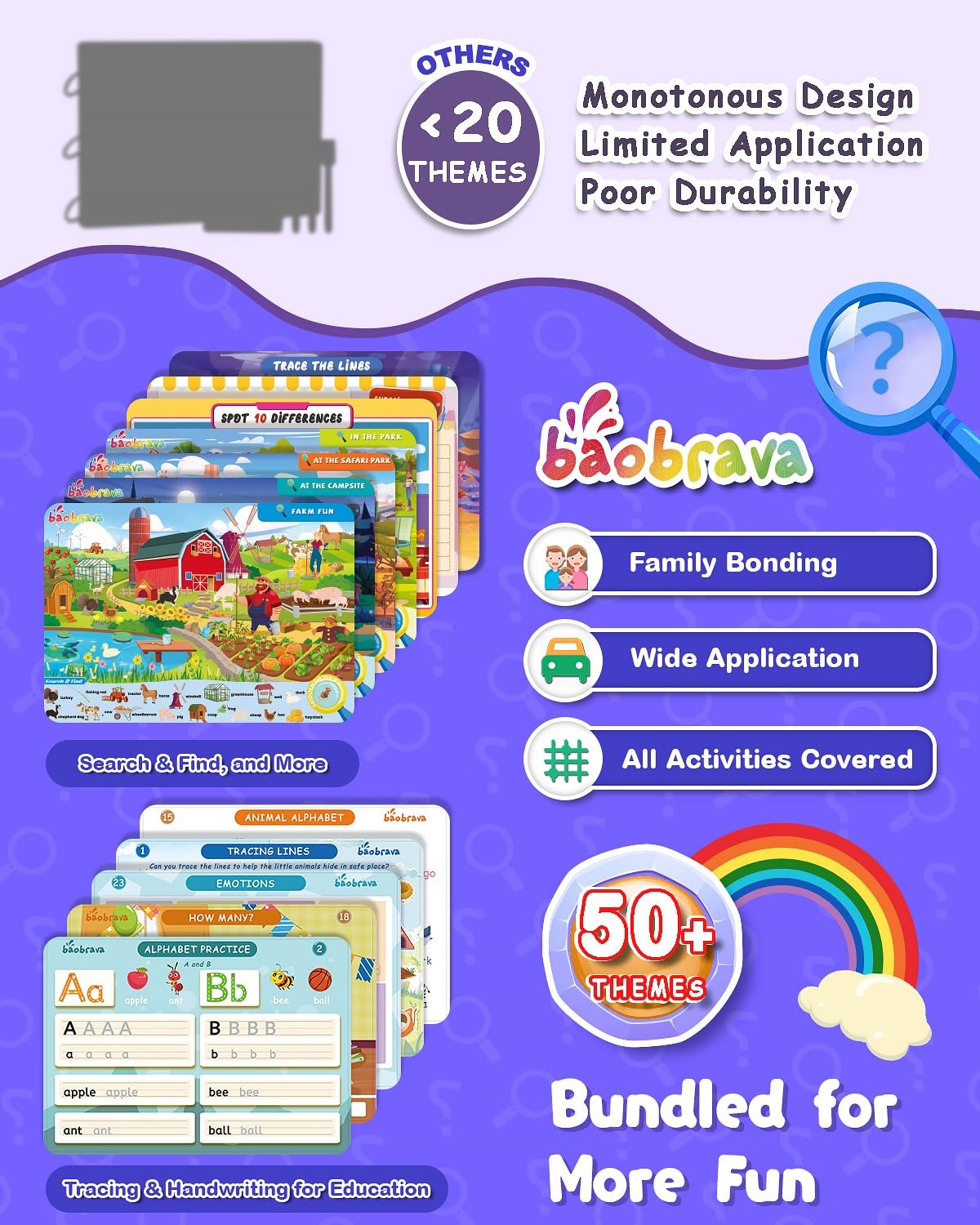 Baobrava Search and Find Book Handwriting Red, Blue, Green, Yellow