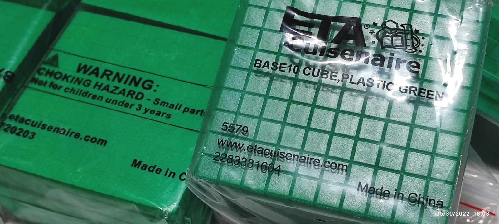 ETA Cuisenaire( Base 10 Flats Green SET and Base 10 Cube Plastic ) Lots