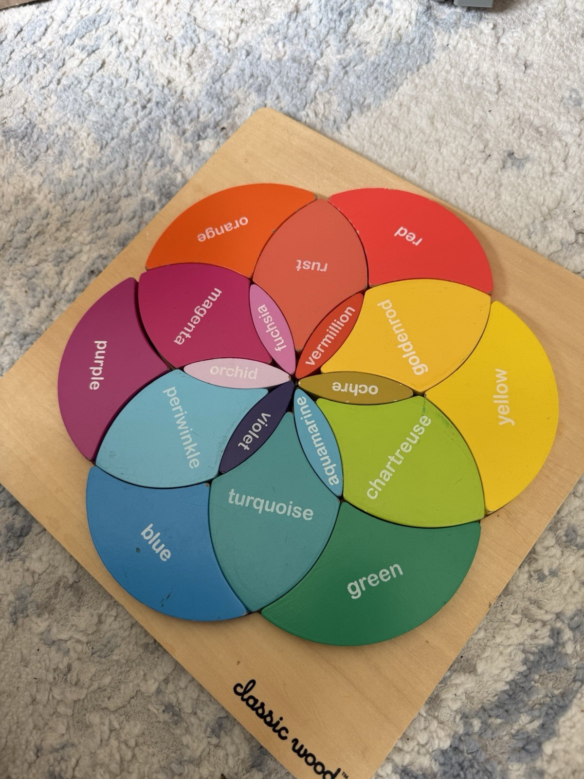 Classic Wood Color Wheel Puzzle Educational Toy for Ages 4-7 and 8-11 Years